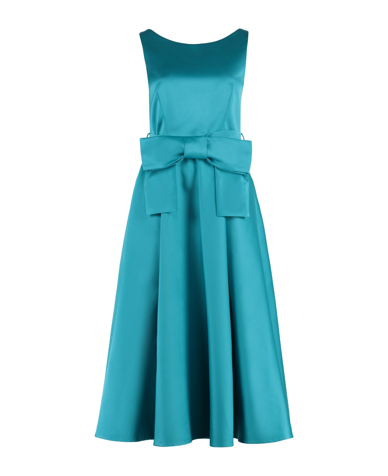Parosh Midi Dress With Belt - turquoise