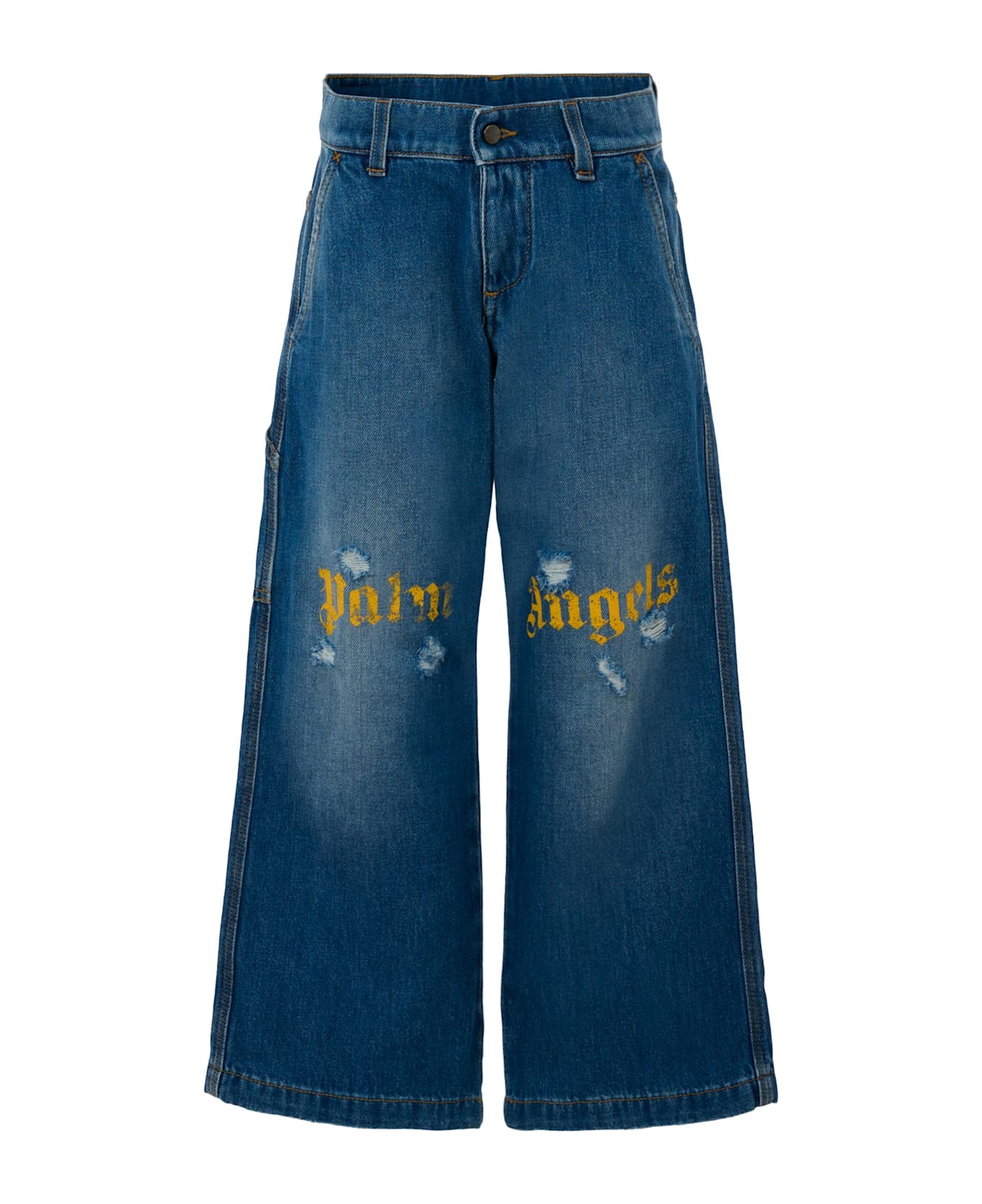 Palm Angels Denim Jeans For Boy With Logo - Denim