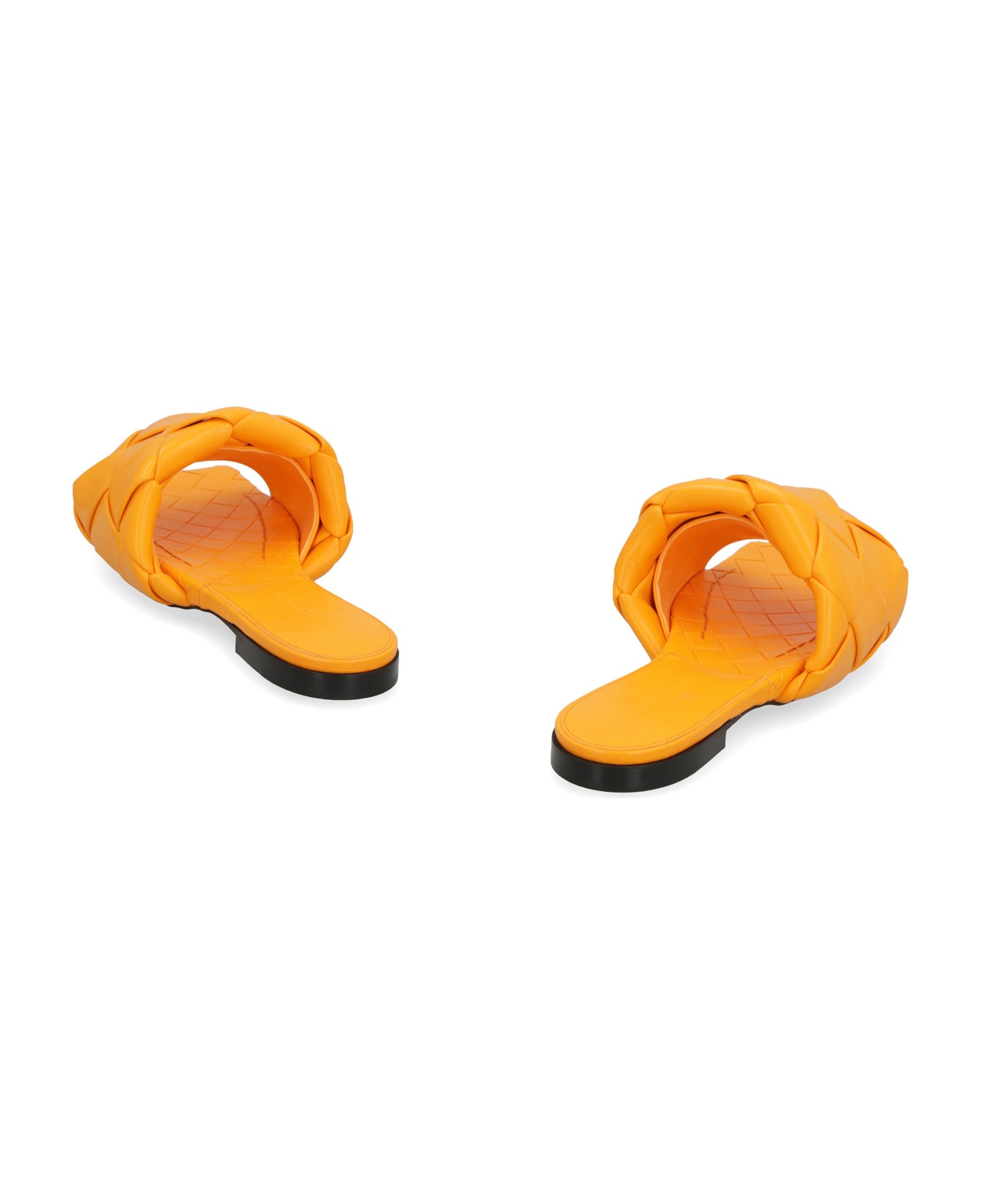 Bottega Veneta Lido Leather Flat Sandals - Orange