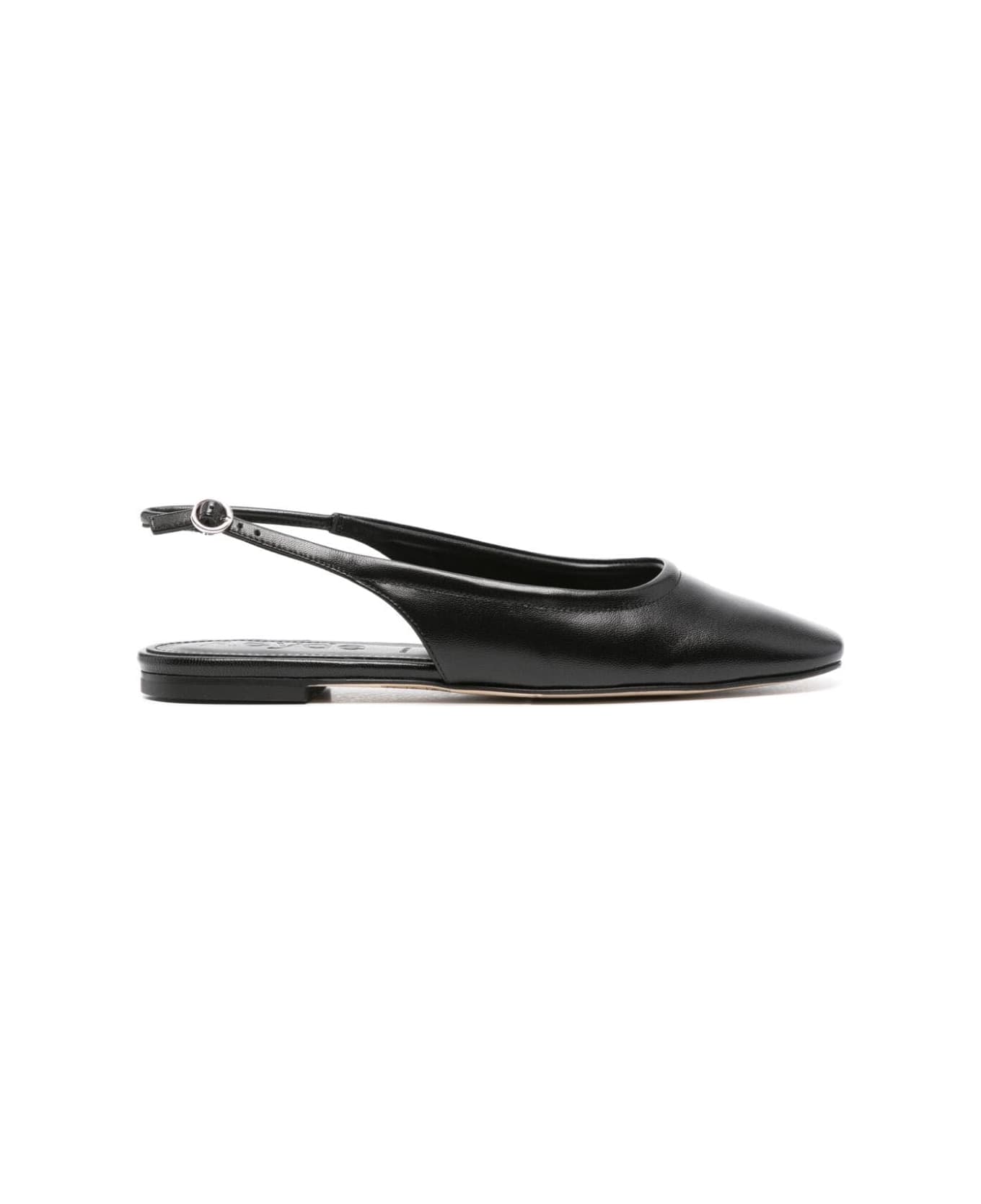 aeyde Dani Nappa Leather Black Flats - Black