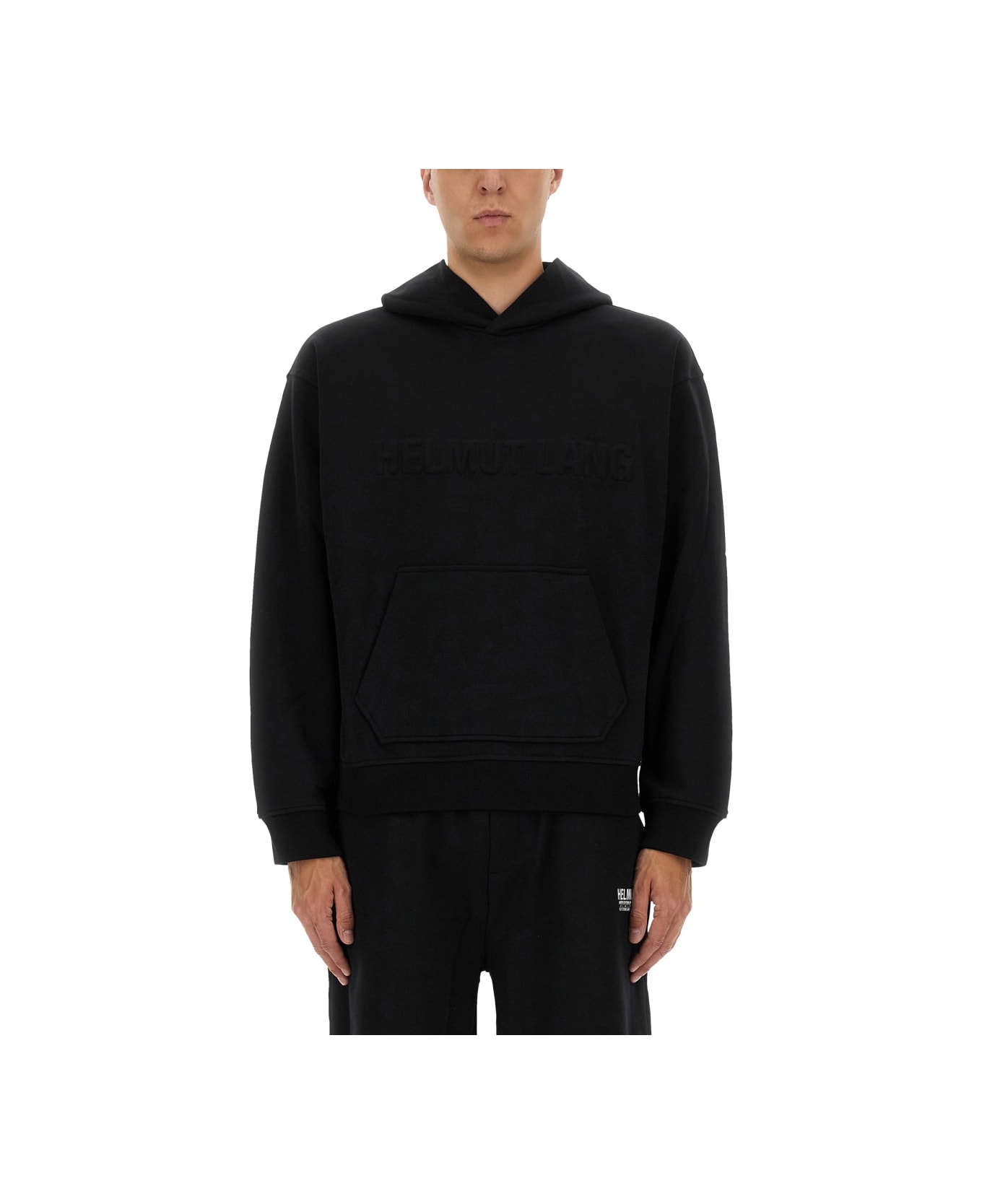 Helmut Lang Sweatshirt With Embossed Logo - BLACK