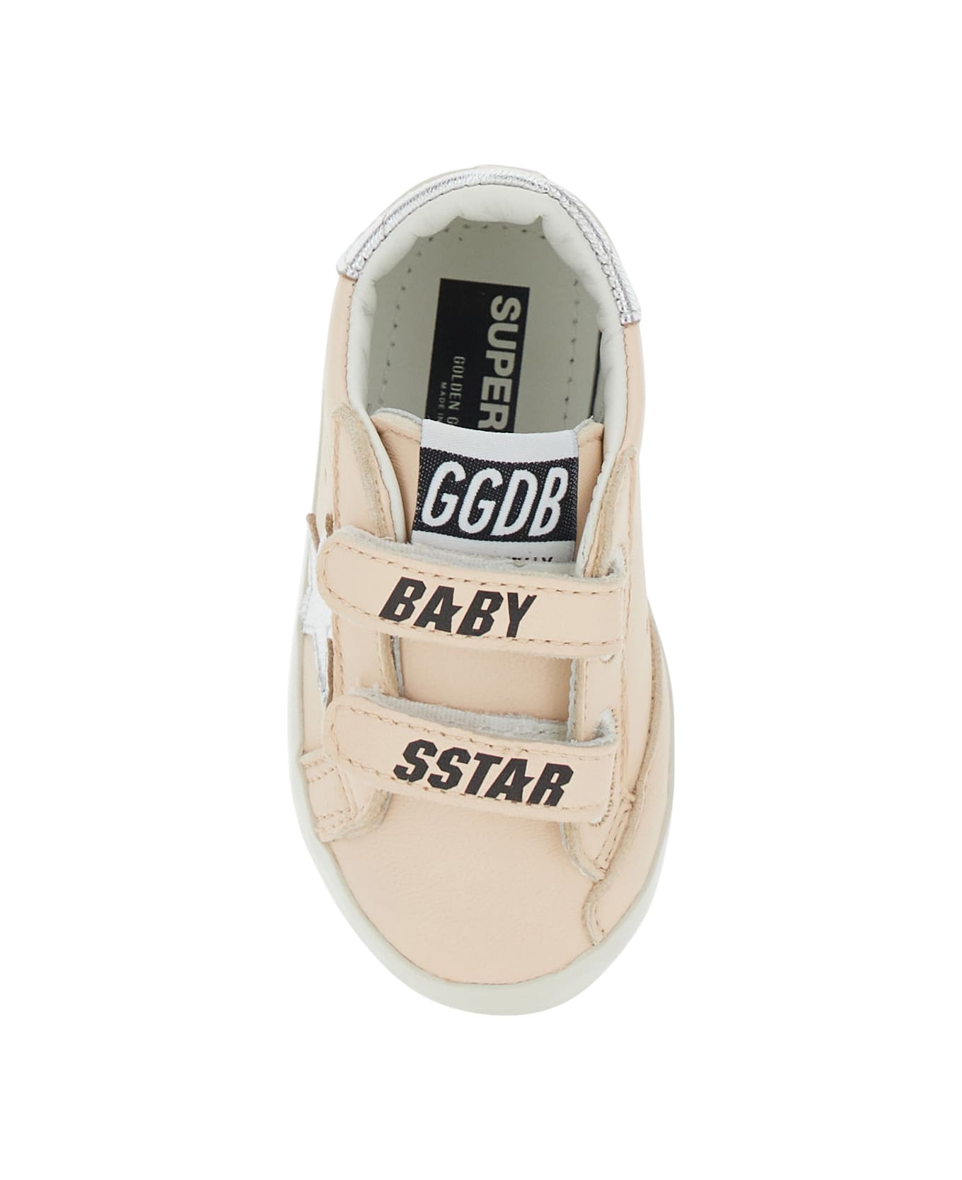 Golden Goose 'baby School' Pink Low Top Sneakers With Star Patch On The Side And Logo Lettering On Front And Rear In Leather Baby - Pink