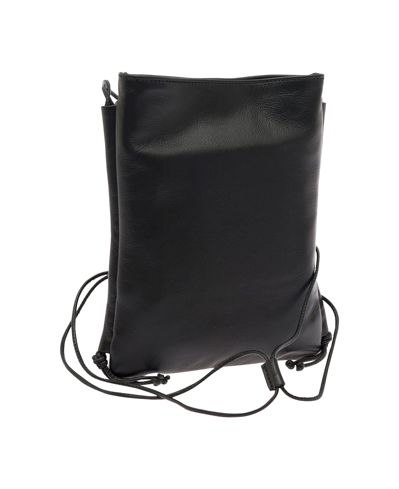 Hereu 'trena' Black Flat Square Crossbody Bag In Handwoven Leather Woman - Black