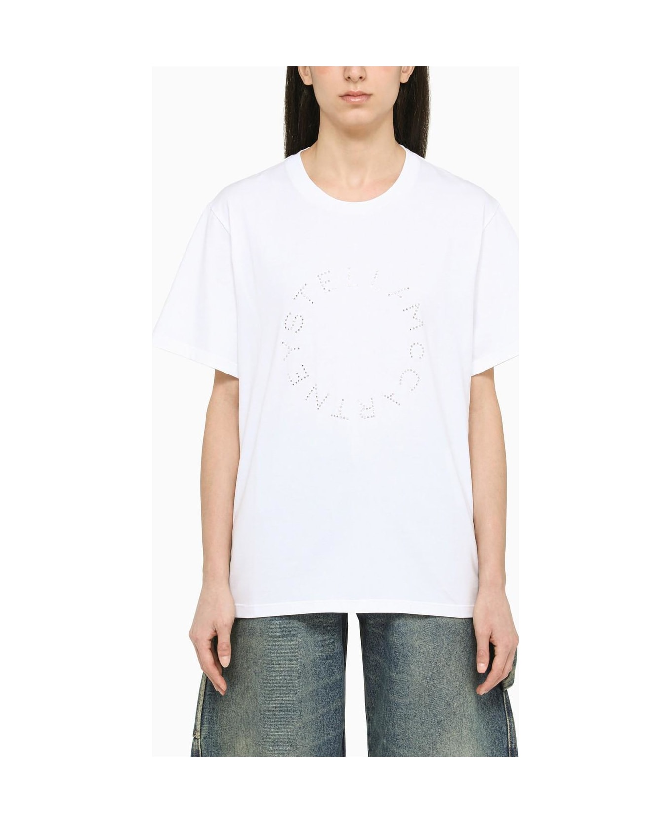 Stella McCartney White T-shirt With Diamond Logo - White