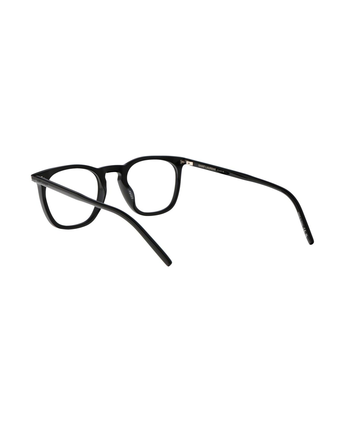 Saint Laurent Eyewear Round Frame Glasses - 001 black black transpare