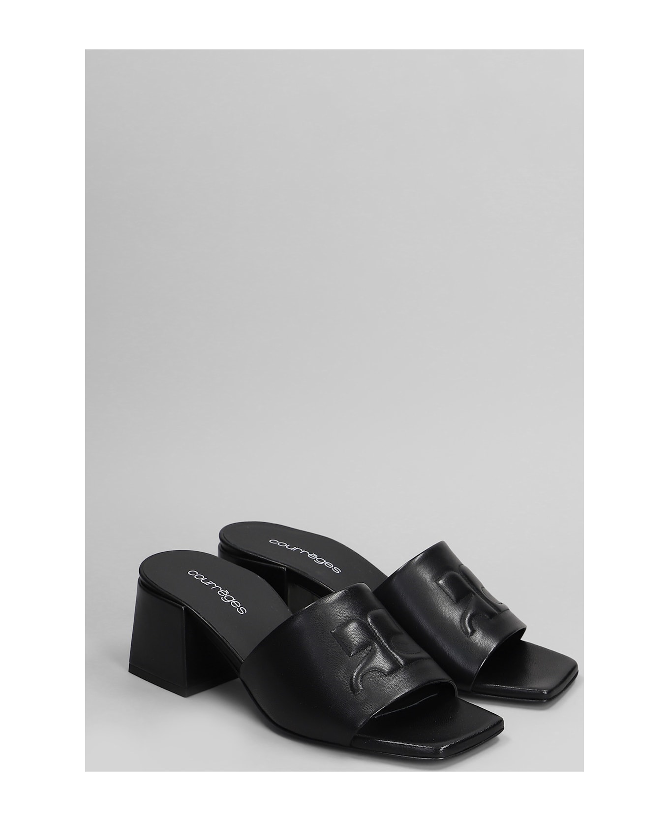 Courrèges Sandals In Black Leather - black