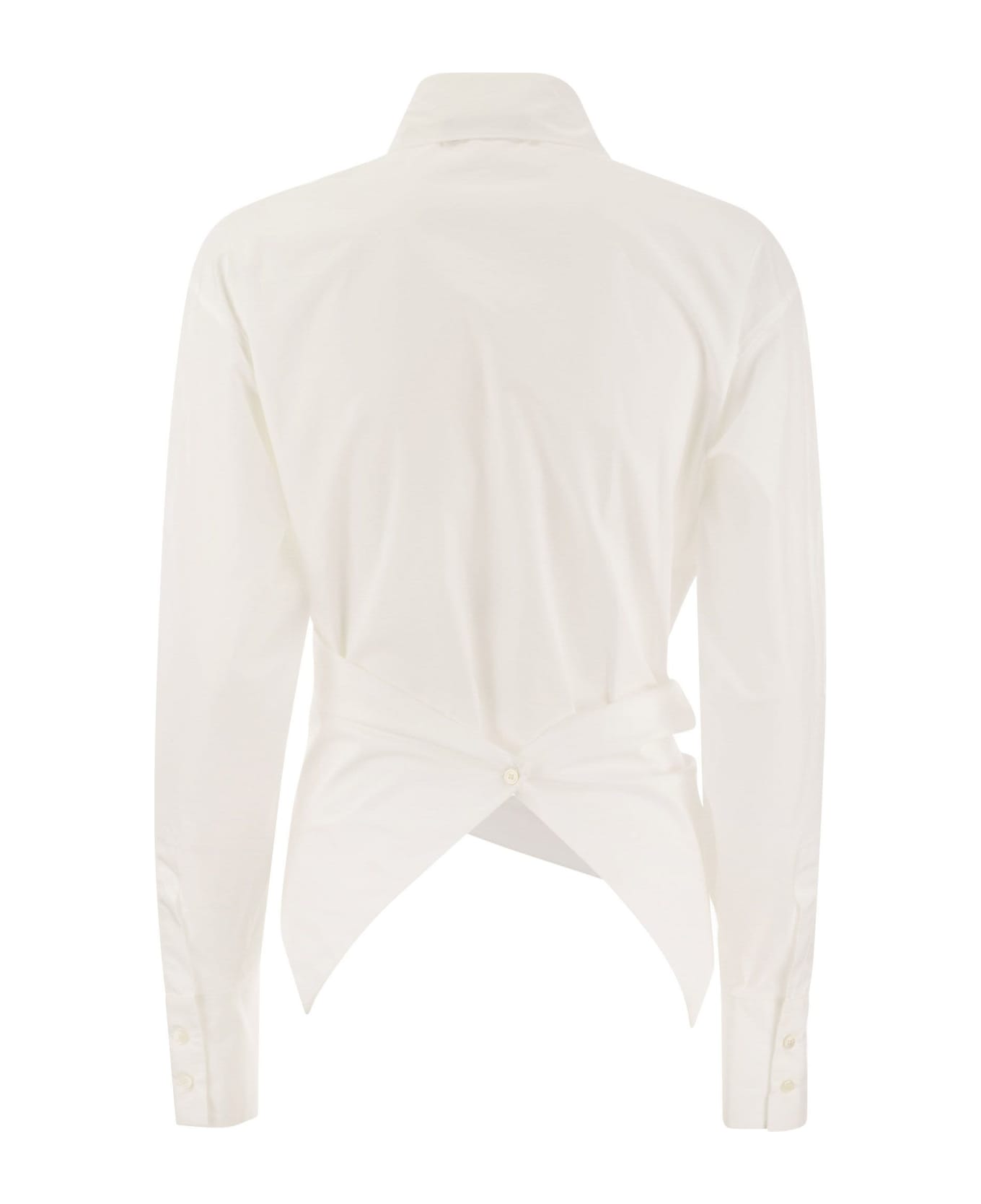 Fabiana Filippi Cropped Shirt In Cotton Poplin - White シャツ