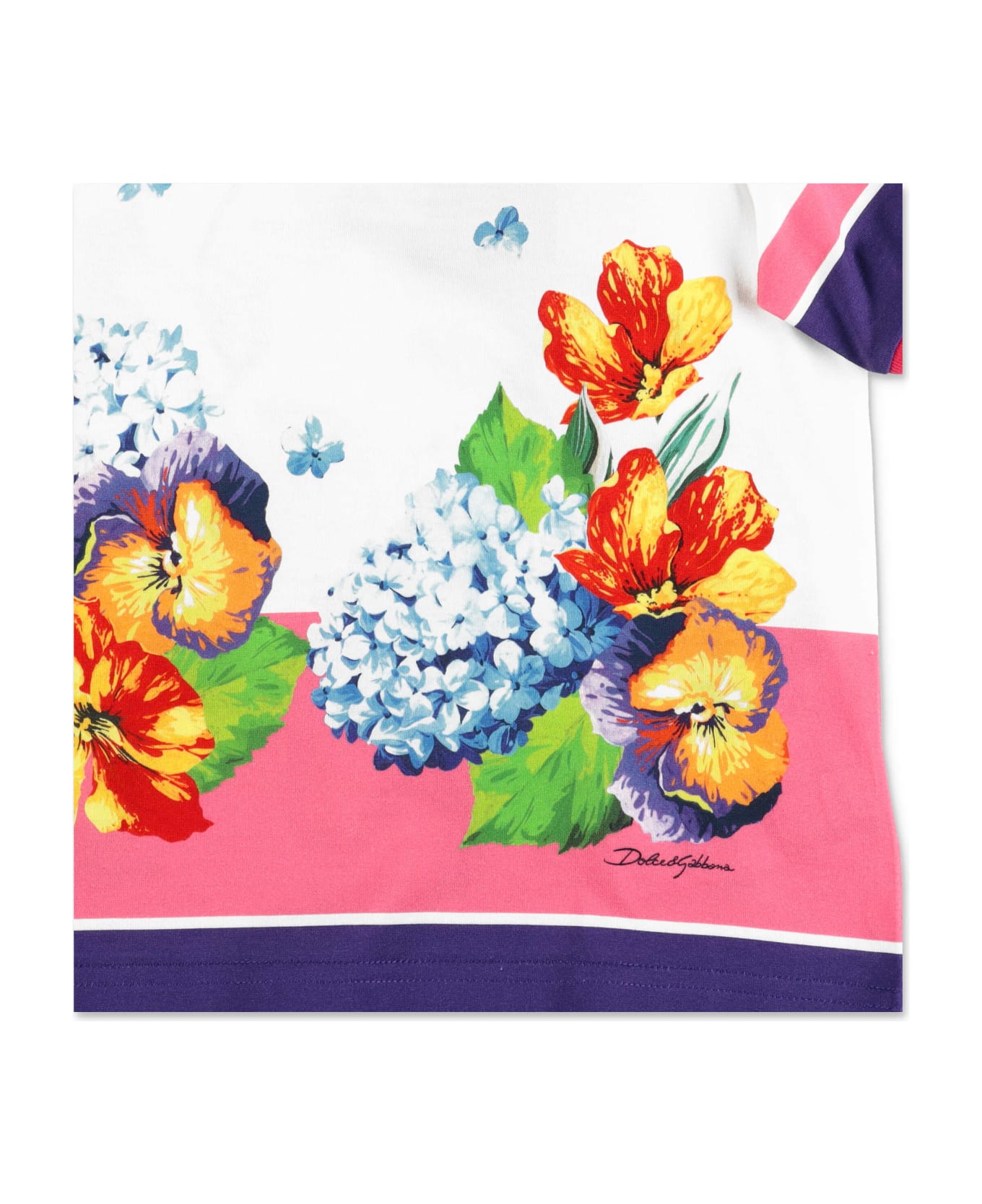 Dolce & Gabbana T-shirt Stampa Floreale In Jersey Di Cotone - Multicolor