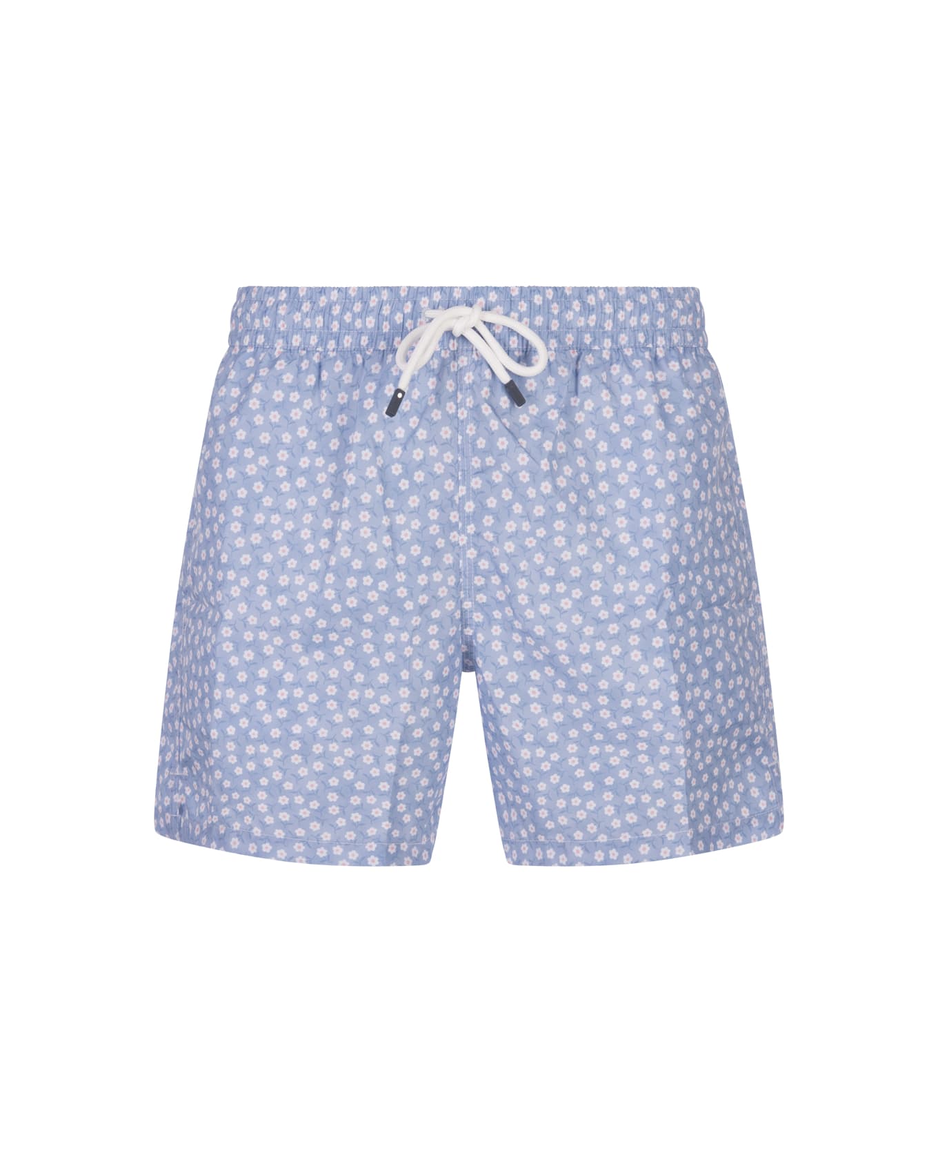 Fedeli Cornflower Blue Swim Shorts With Micro Daisy Pattern - Blue スイムトランクス
