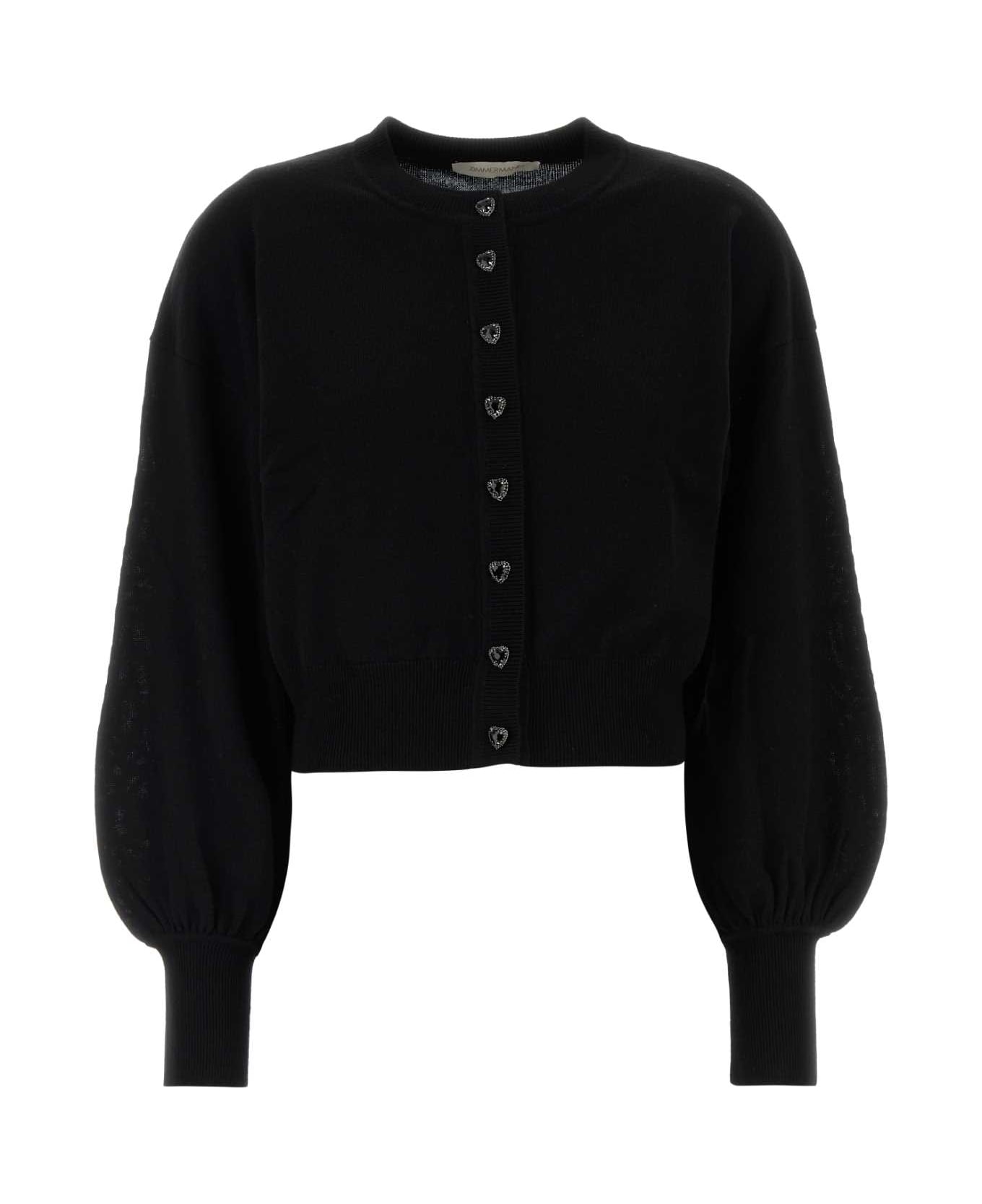 Zimmermann Black Wool Cardigan - Black