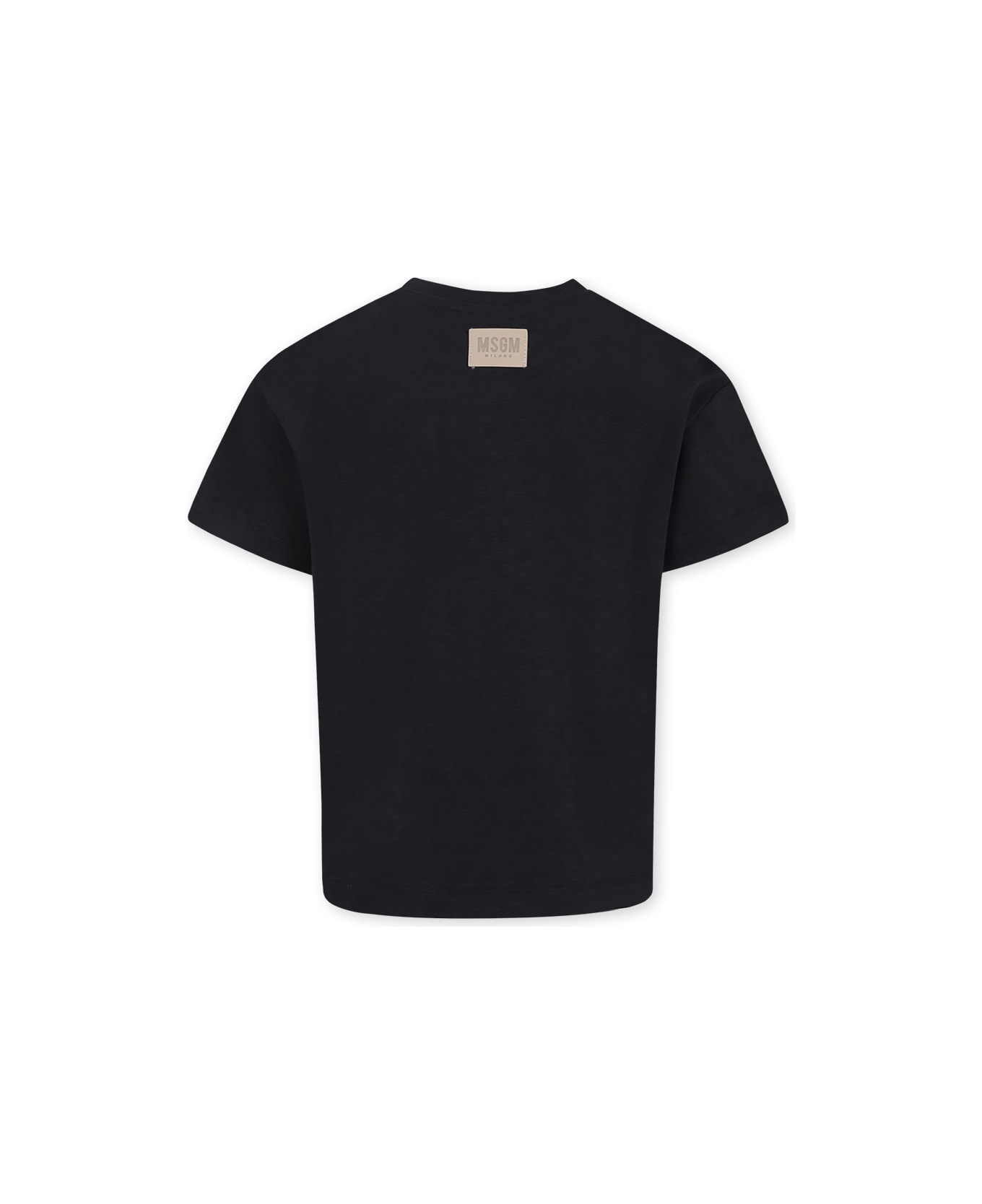 MSGM Black T-shirt For Kids With Logo - Black