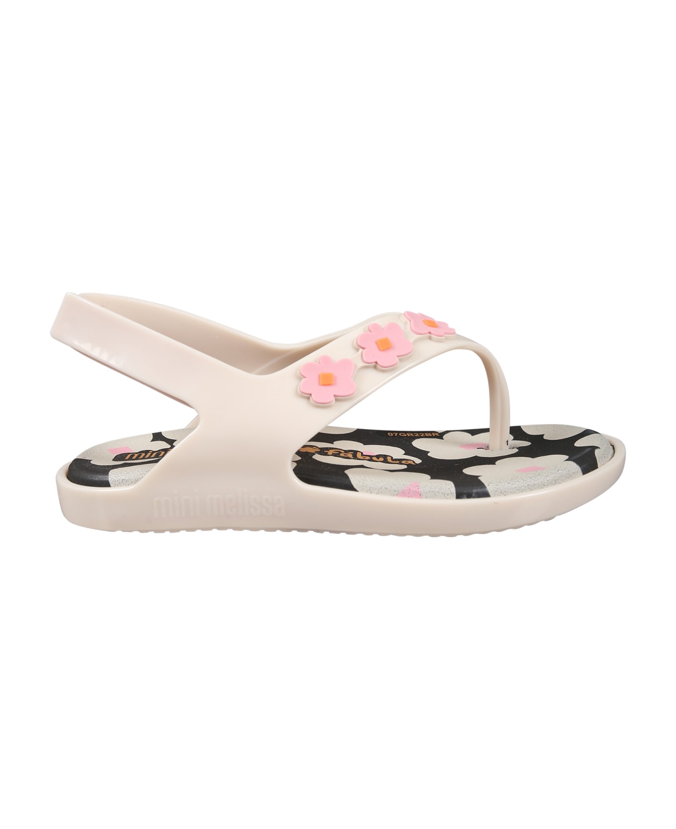 Melissa Pink Flip Flops For Girl With Flowers And Logo - Pink