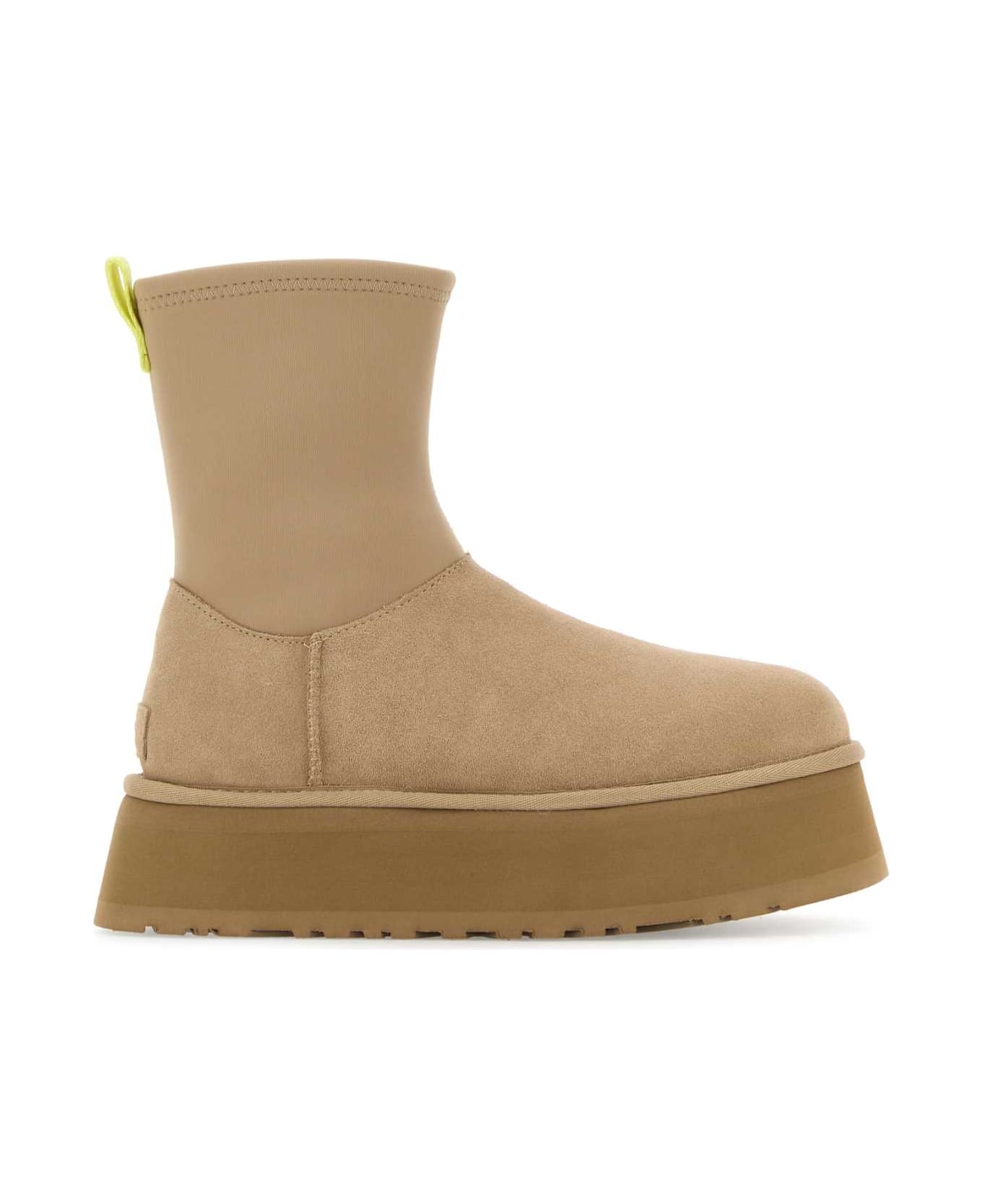 UGG Sand Suede And Fabric Classic Dipper Ankle Boots - Sand