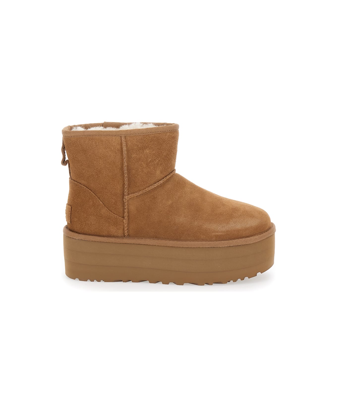 UGG 
classic Mini Platform
 Beige Ankle Boots With Platform In Suede Woman - Beige