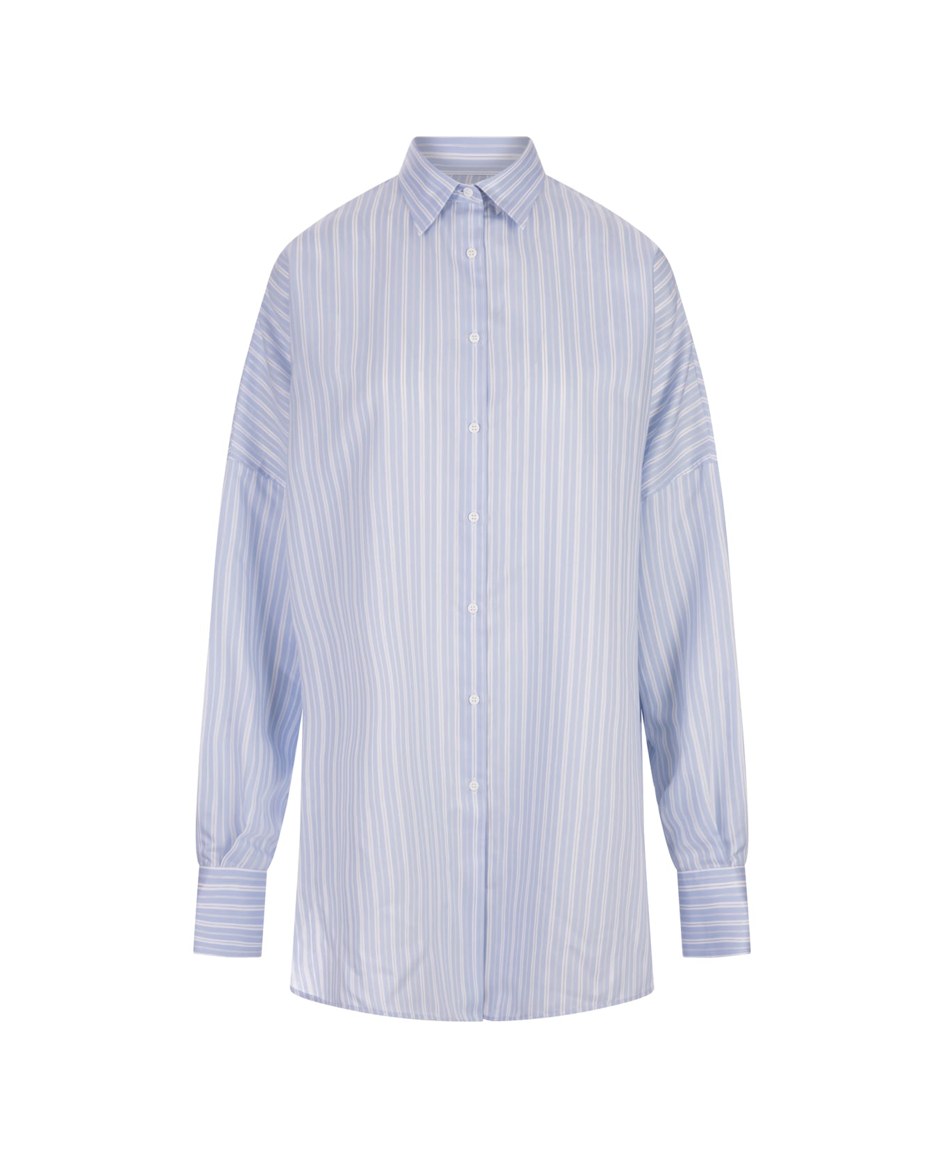 Ermanno Scervino Blue, White And Silver Striped Over Shirt - Blue