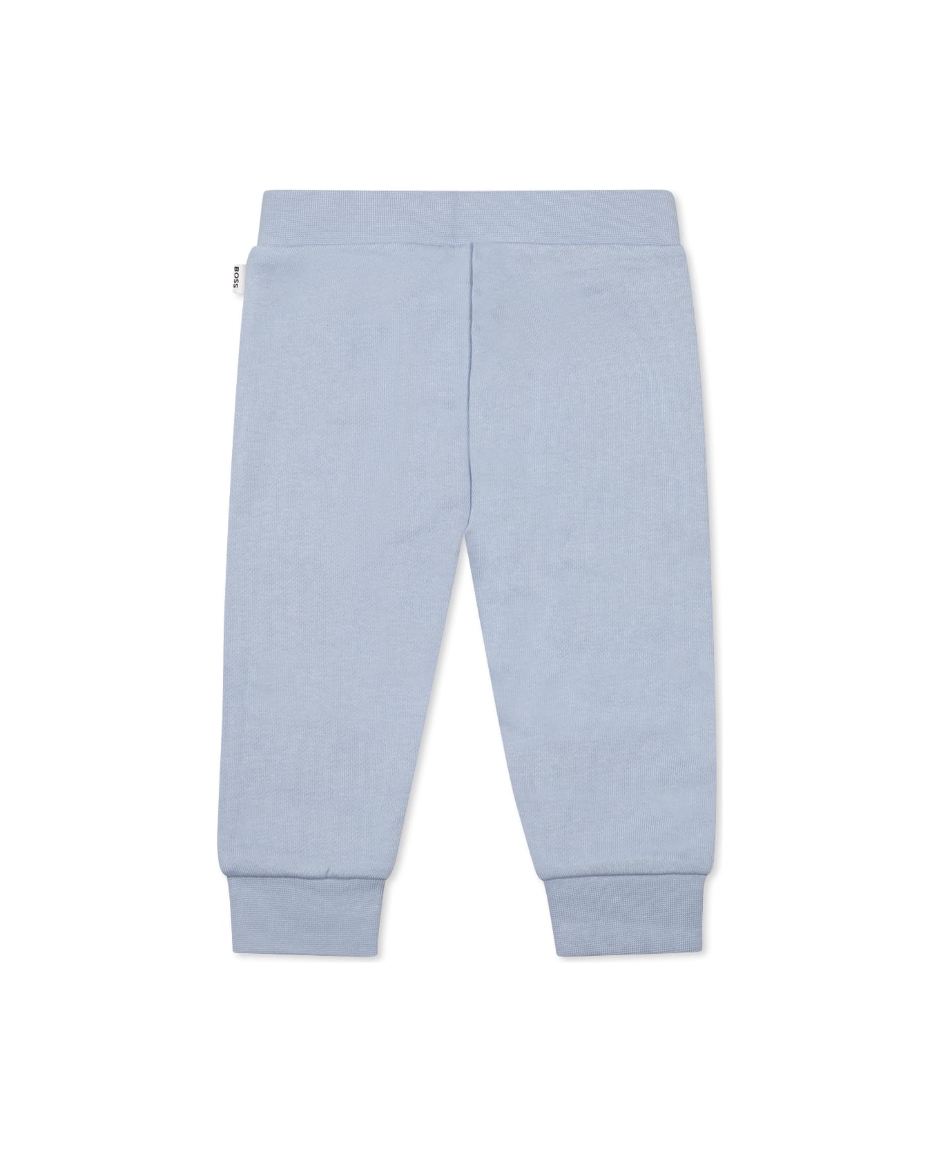 Hugo Boss Light Blue Trousers For Baby Boy With Logo - Light Blue