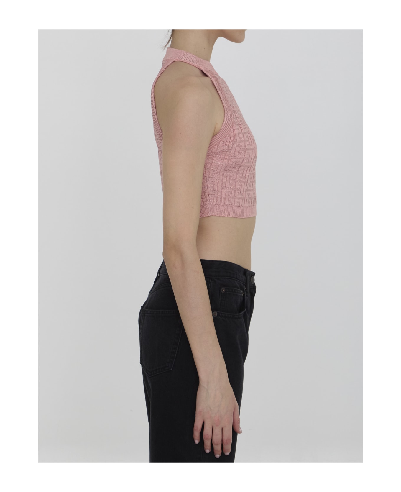 Balmain Pb Labyrinth Knit Top - PINK