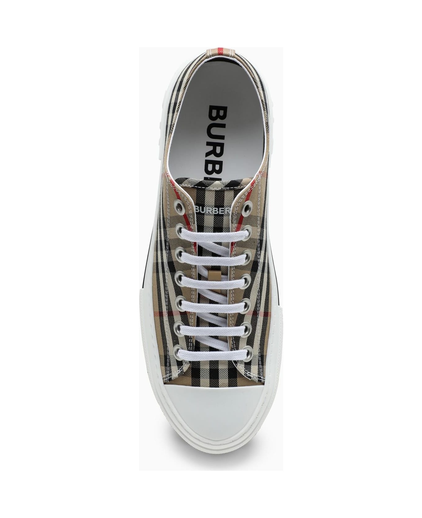 Burberry Beige Sneakers With Vintage Check Motif - NEUTRALS