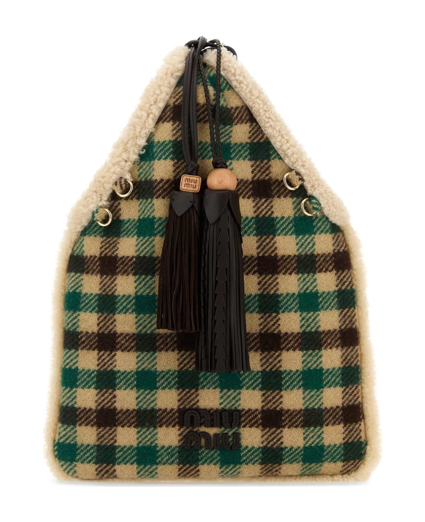 Miu Miu Embroidered Fabric Handbag - CAMMELLOVERDE