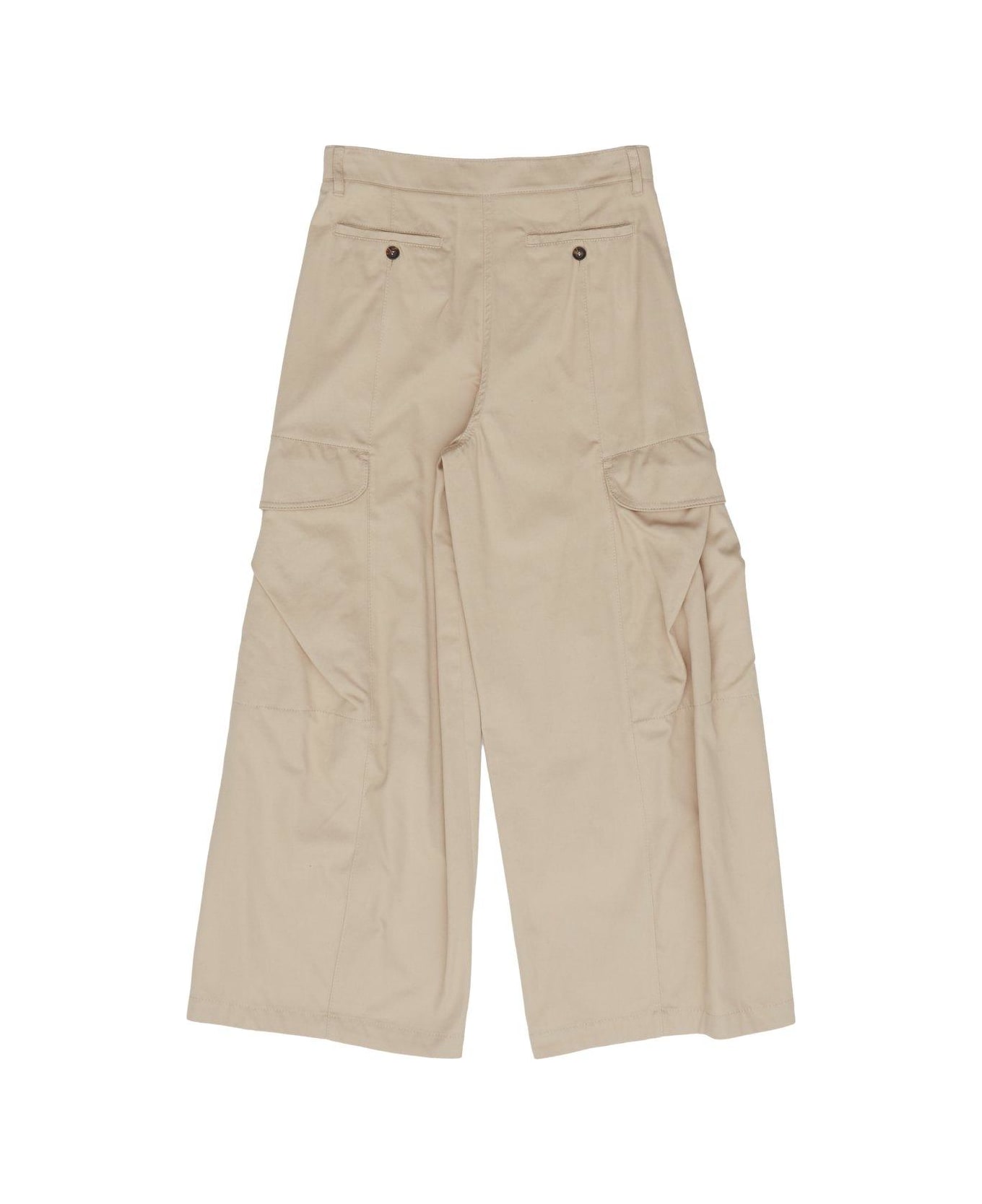 
S Max Mara Button Detailed Wide Leg Pants - BEIGE