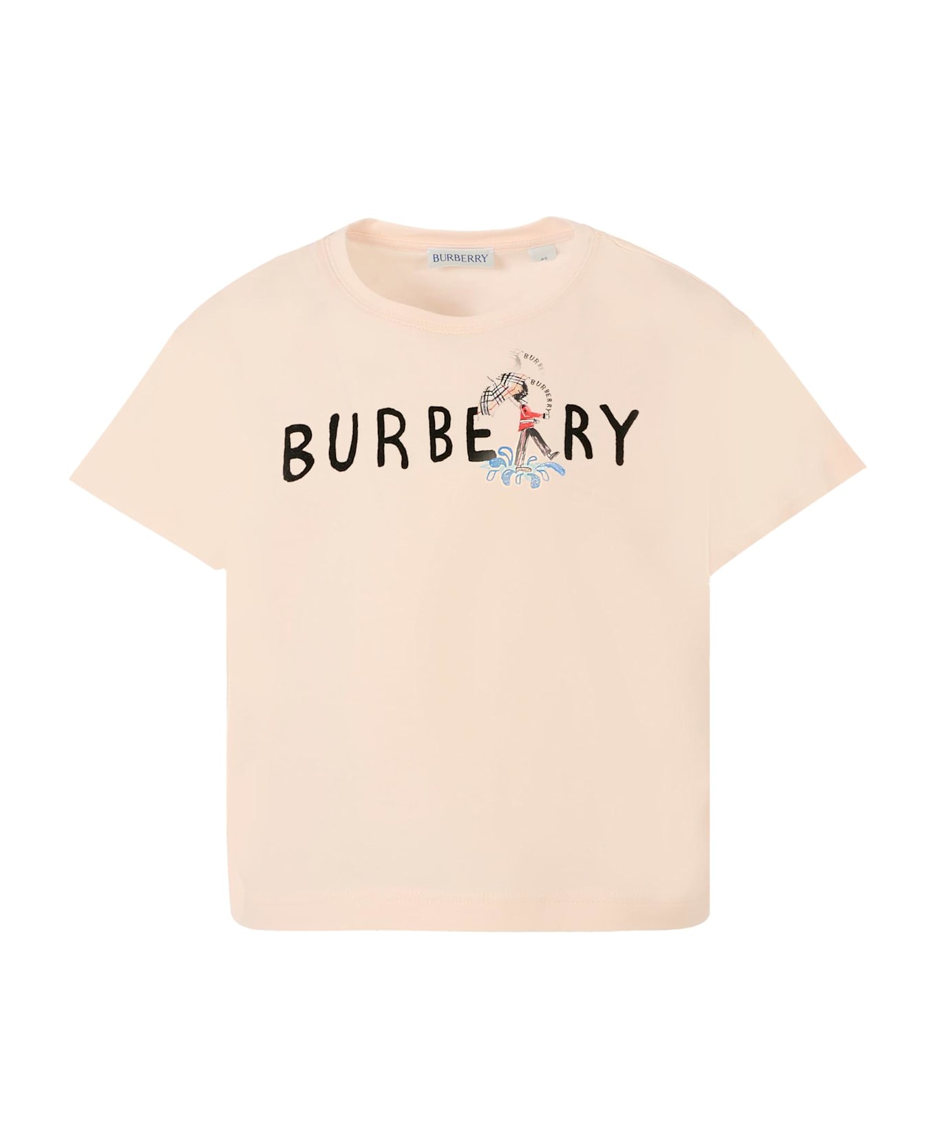 Burberry Pink T-shirt For Girl With Logo - Pink
