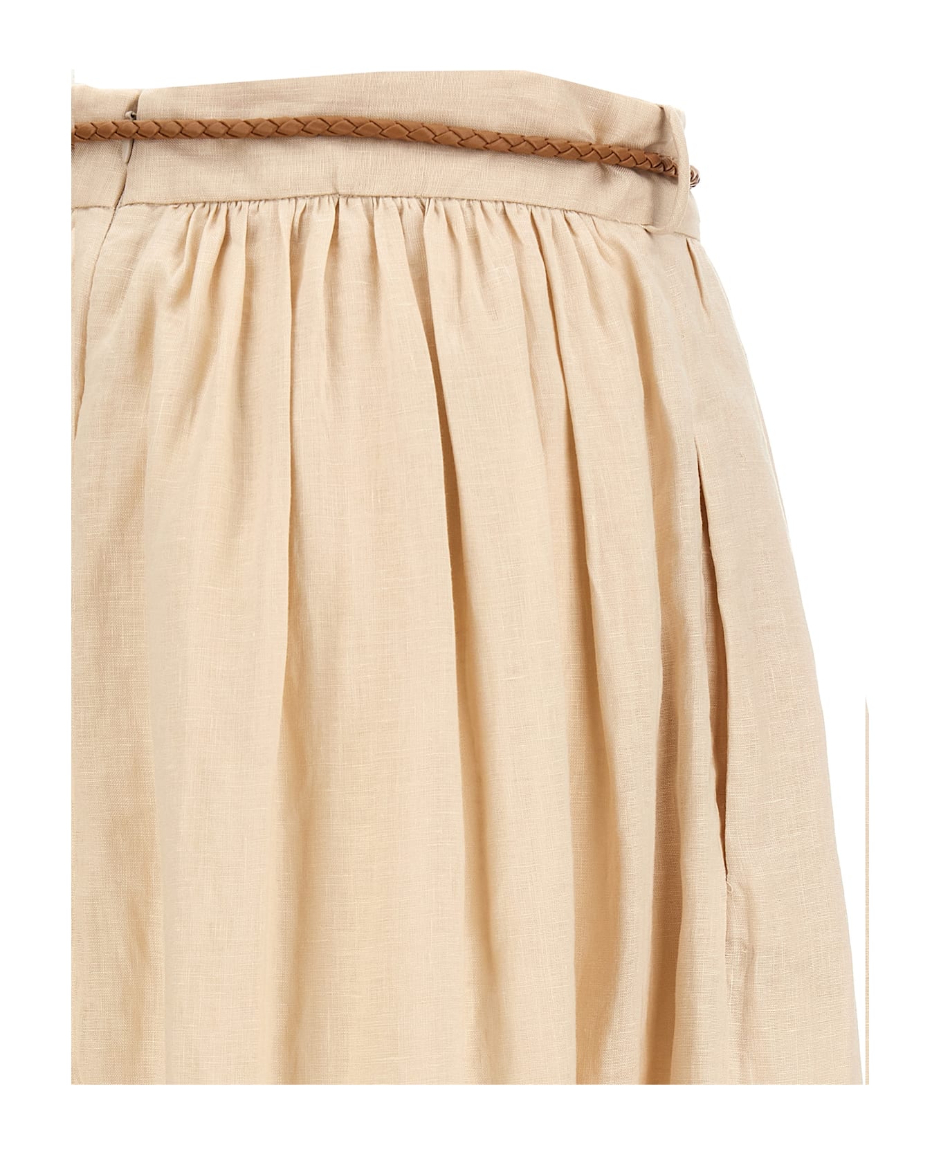 Zimmermann Wylie Embroidered Midi Skirt - Cream