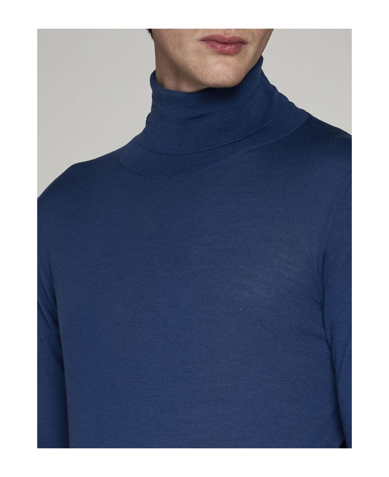 Piacenza Cashmere Wool Turtleneck - Blu avio