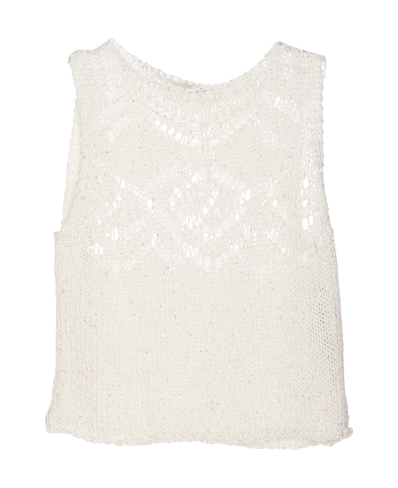 Liu-Jo Knitted Sequins Vest - White