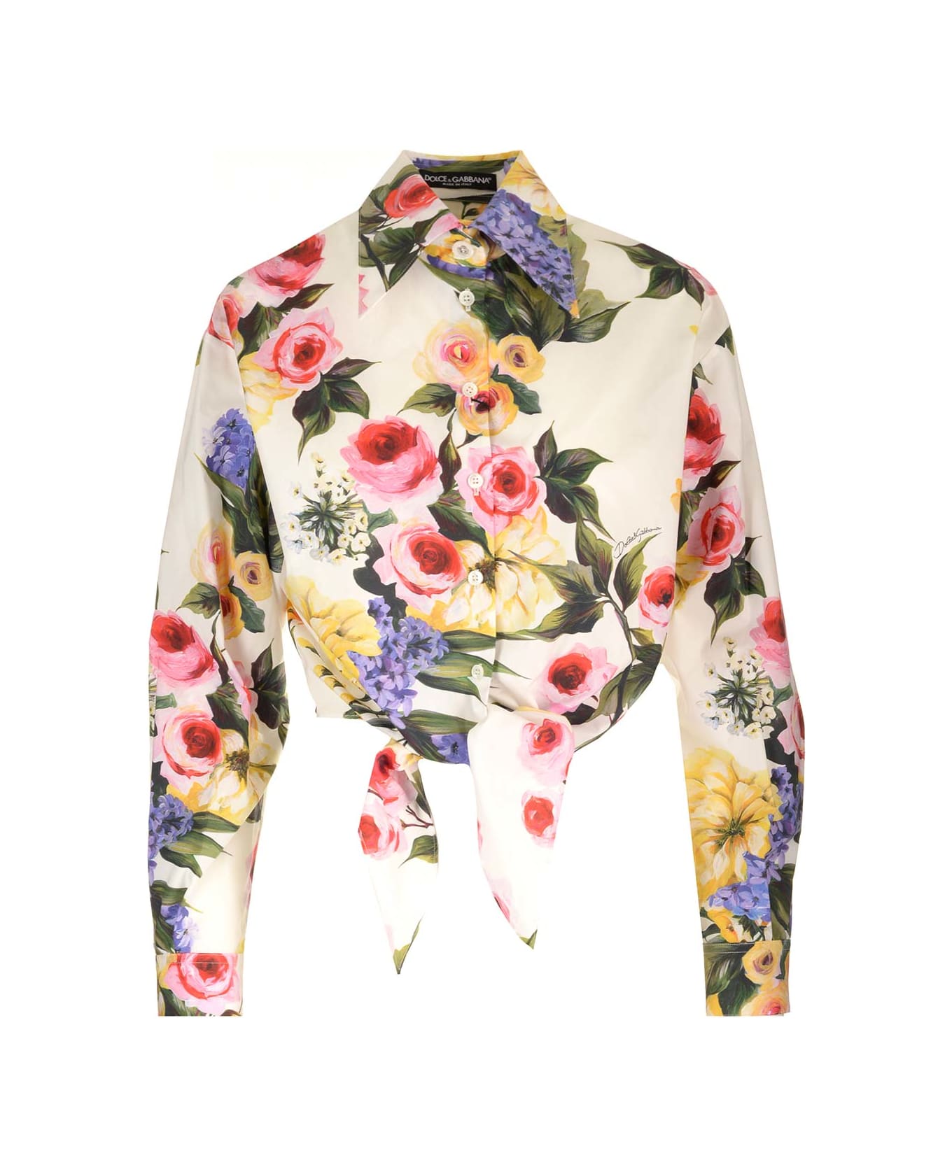 Dolce & Gabbana Floral Print Cotton Shirt - Yb Garden White シャツ