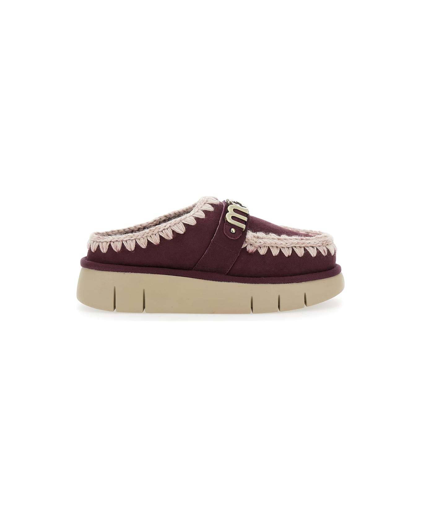 Mou 
bounce
 Bordeaux Mules With Logo Lettering And Open Rear In Leather Woman - Bordeaux
