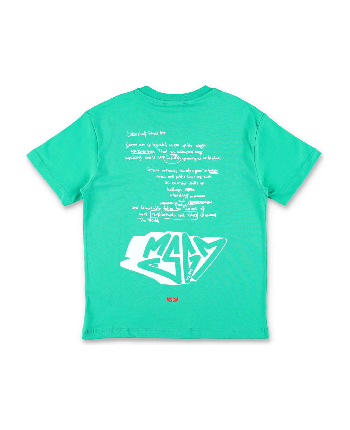 MSGM Logo Back T-shirt - GREEN