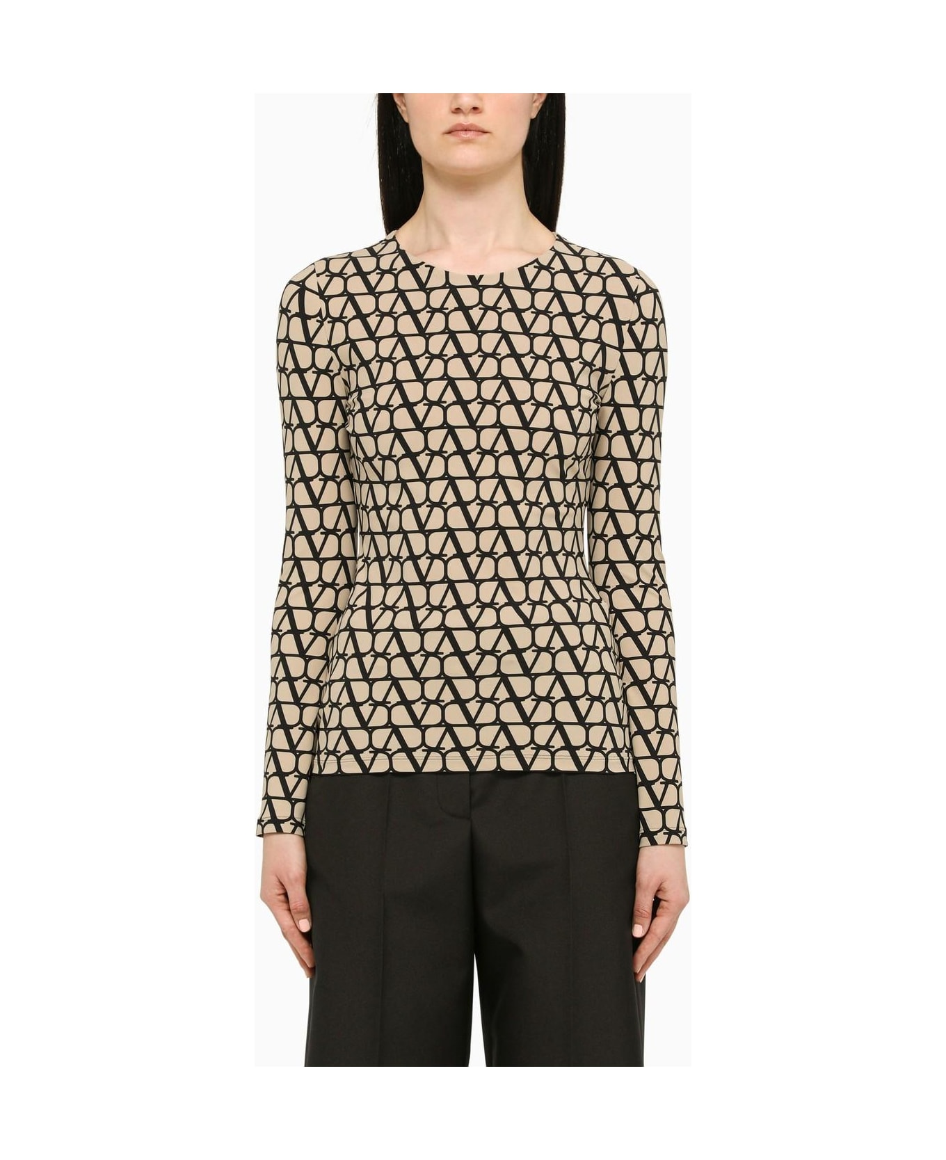 Valentino Beige Jersey Top Toile Iconographe | italist, ALWAYS LIKE A SALE