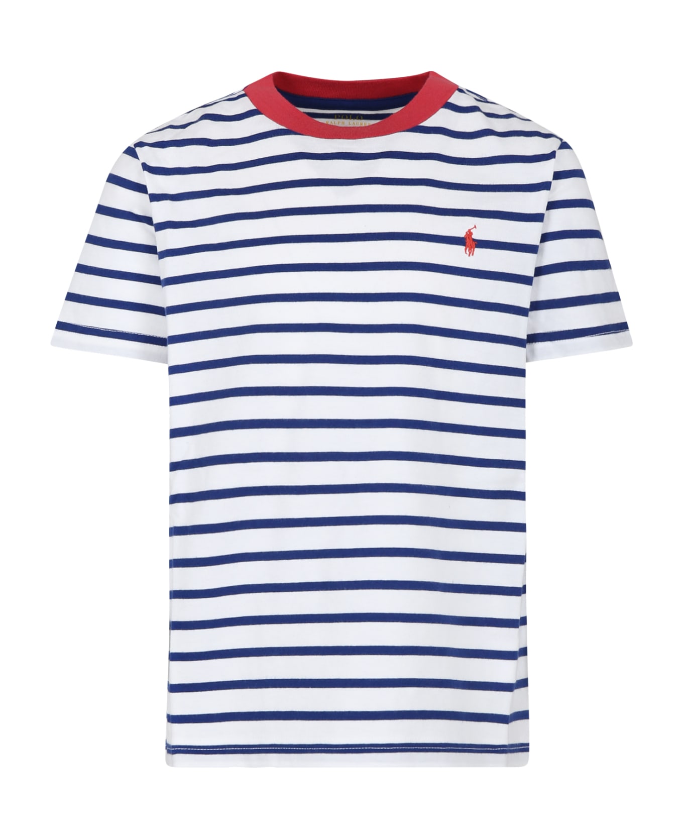 Ralph Lauren Blue T-shirt For Boy With Embroidery - Multicolor Tシャツ＆ポロシャツ