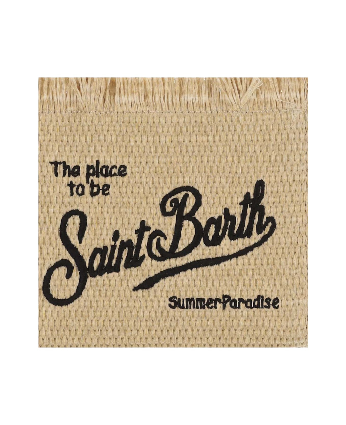 MC2 Saint Barth Straw Tote Bag With Logo - Beige