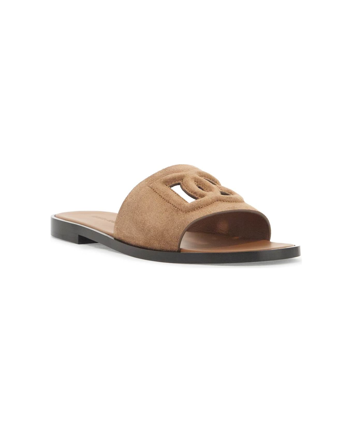 Dolce & Gabbana 'dg Logo Suede Slides For Stylish - NOCCIOLA (Brown)