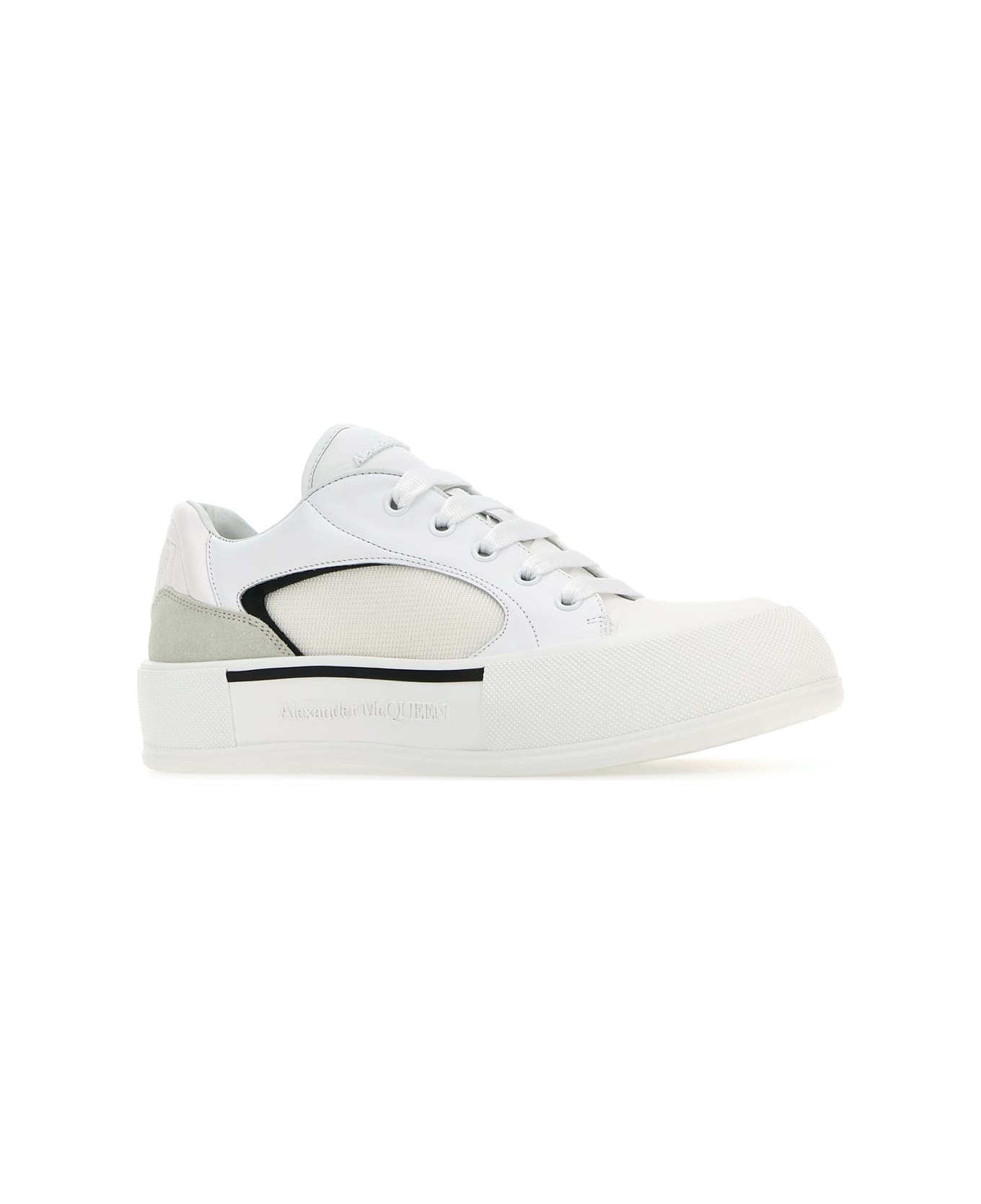 Alexander McQueen White Canvas And Leather Plimsoll Sneakers - WHITEBLACK