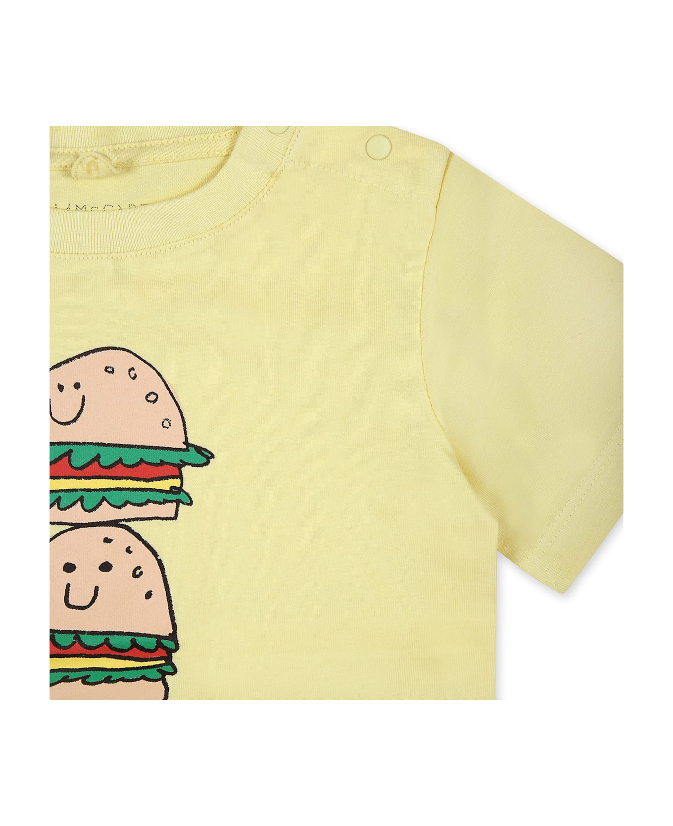 Stella McCartney Kids Yellow T-shirt For Baby Boy With Hamburger Print - Yellow
