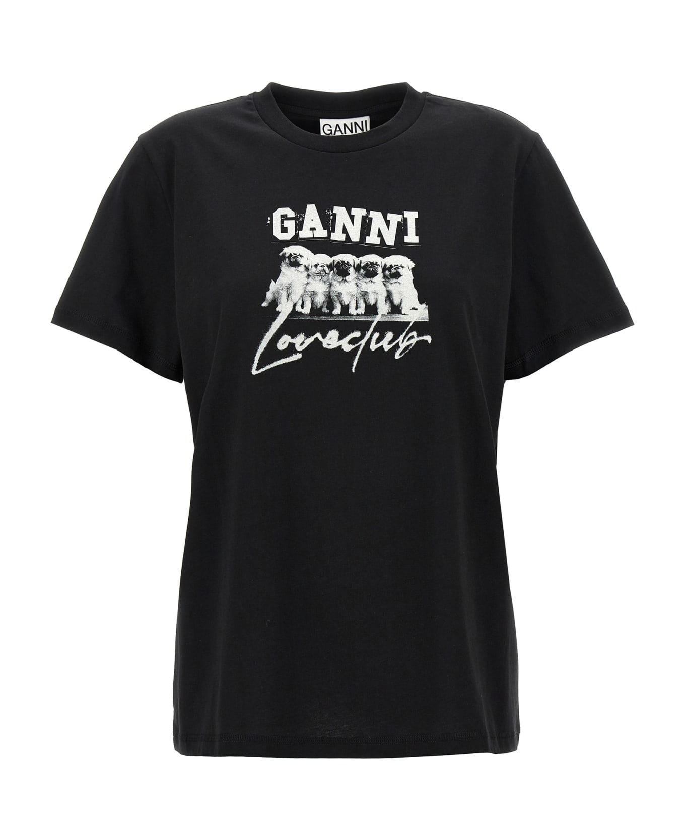 Ganni 'puppy Love' T-shirt - White/Black