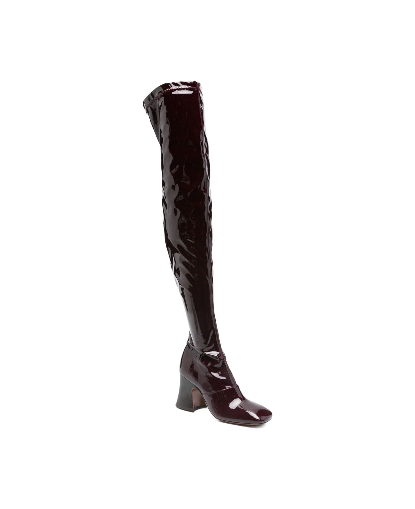 Chloé Janies Patent Leather Boots - Bordeaux