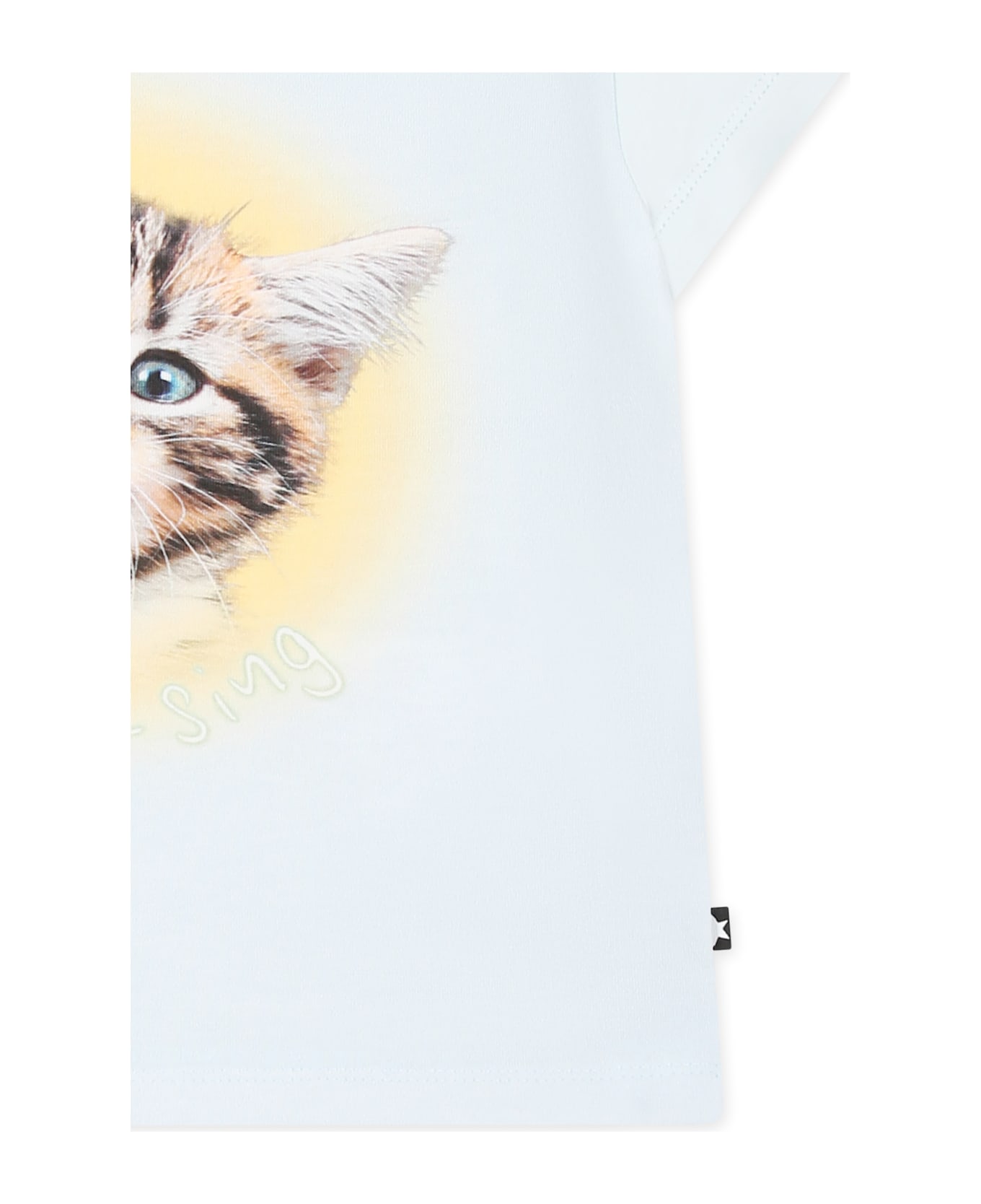Molo Light Blue T-shirt For Babykids With Cat - Light Blue