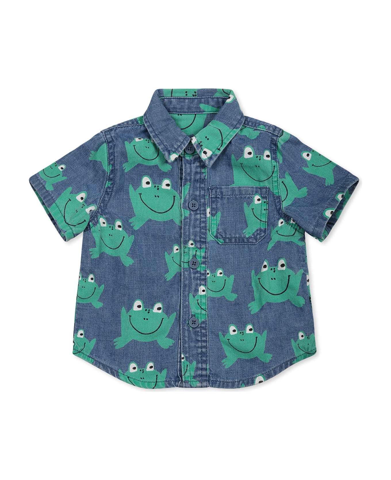 Stella McCartney Kids Denim Shirt For Baby Boy With Frog - Denim