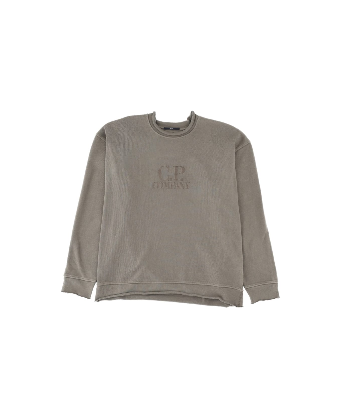 C.P. Company Sweatshirt With Embossed Logo - CHARCOAL