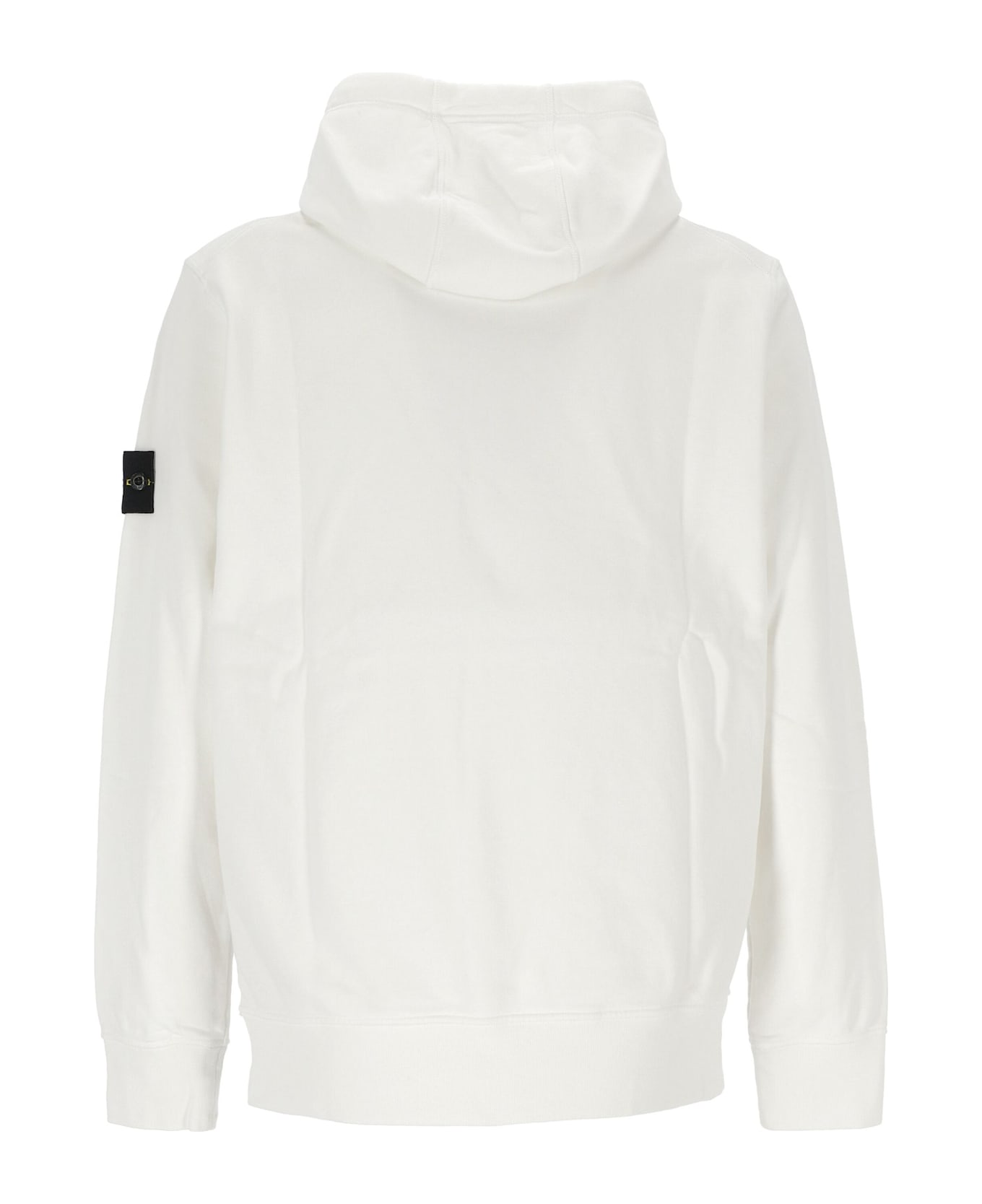 Stone Island Logo Patch Drawstring Hoodie - Bianco