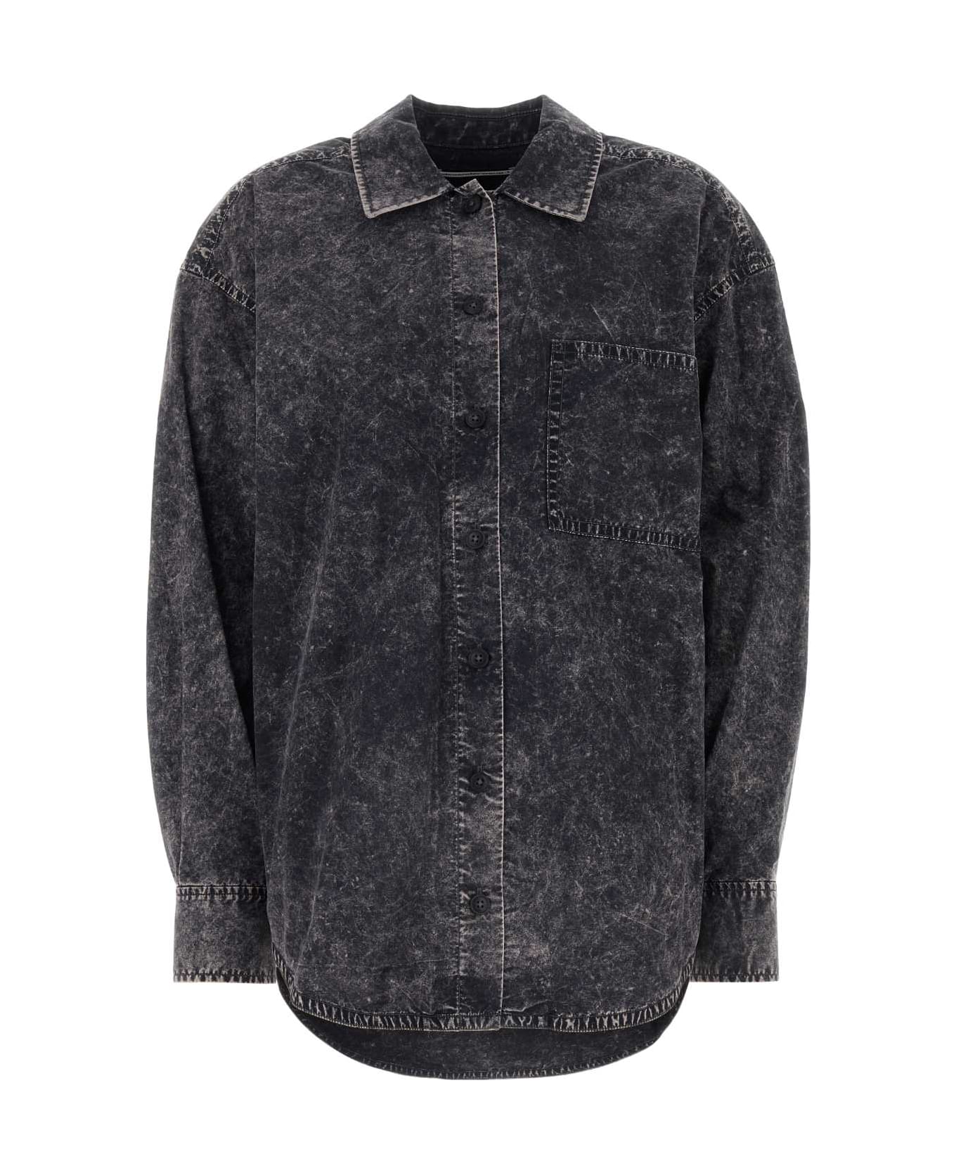 T by Alexander Wang Black Cotton Oversize Shirt - ACIDCHARCOALBRINDLE