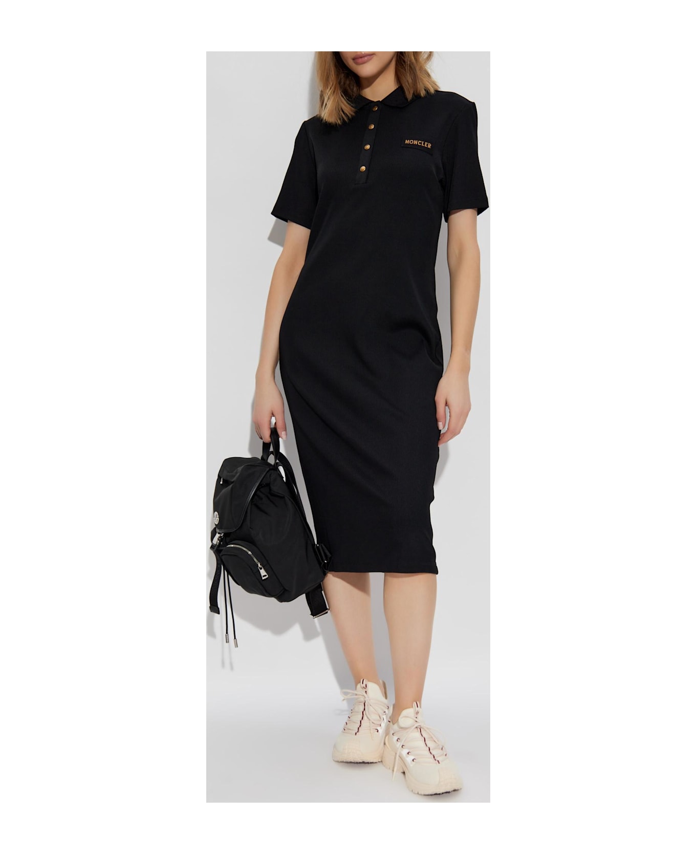 Moncler Dress With Logo Patch - Black