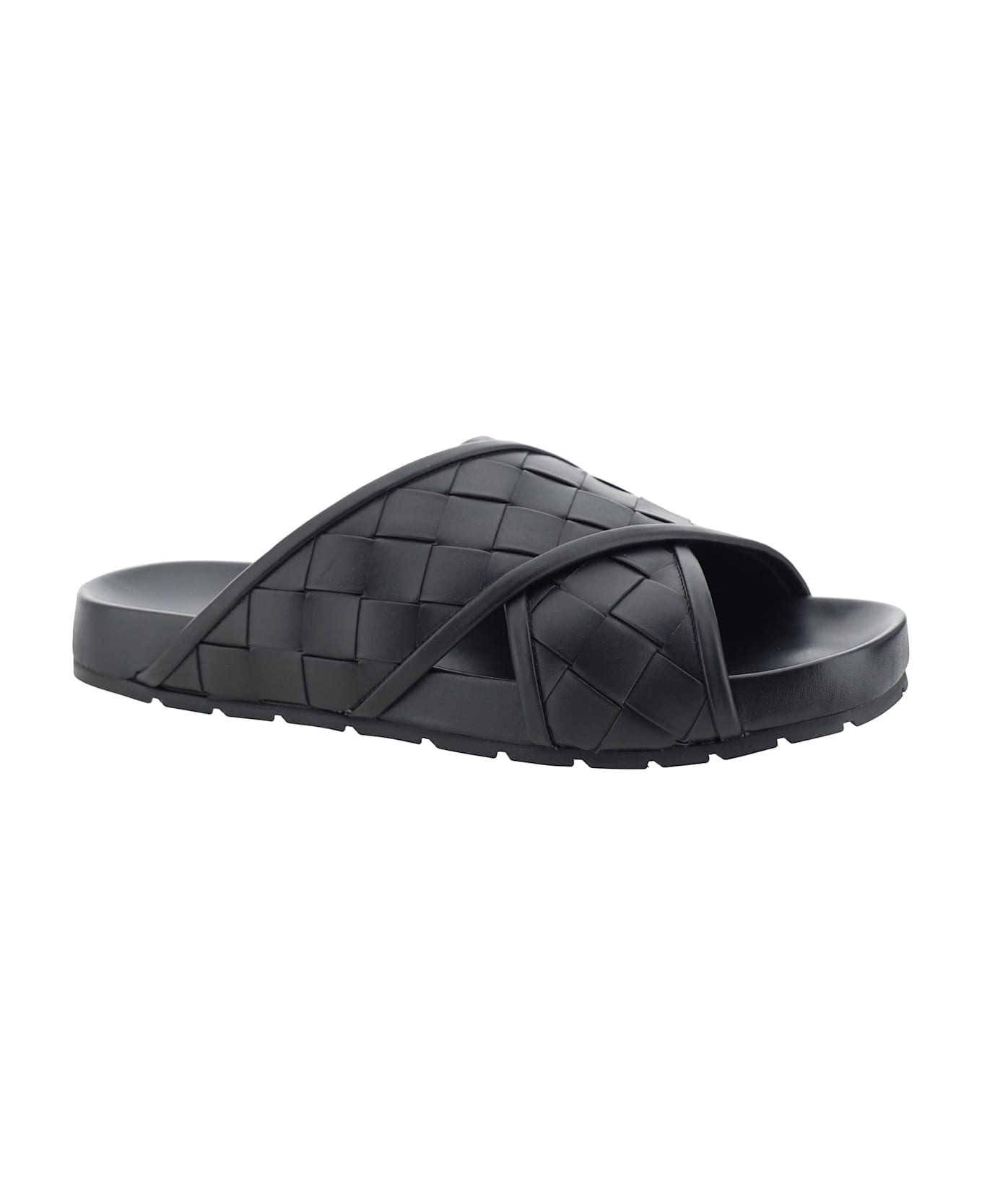 Bottega Veneta Intrecciato Leather Sandals - Black