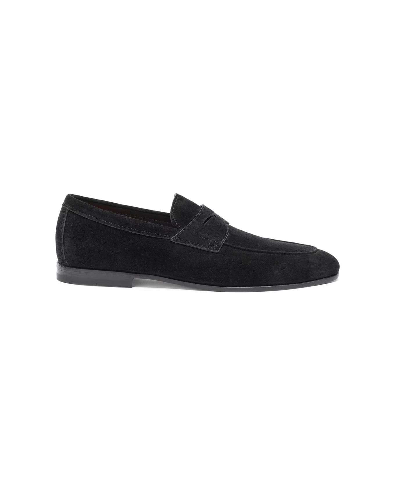 Santoni Carlos Loafers In Black Suede - Black