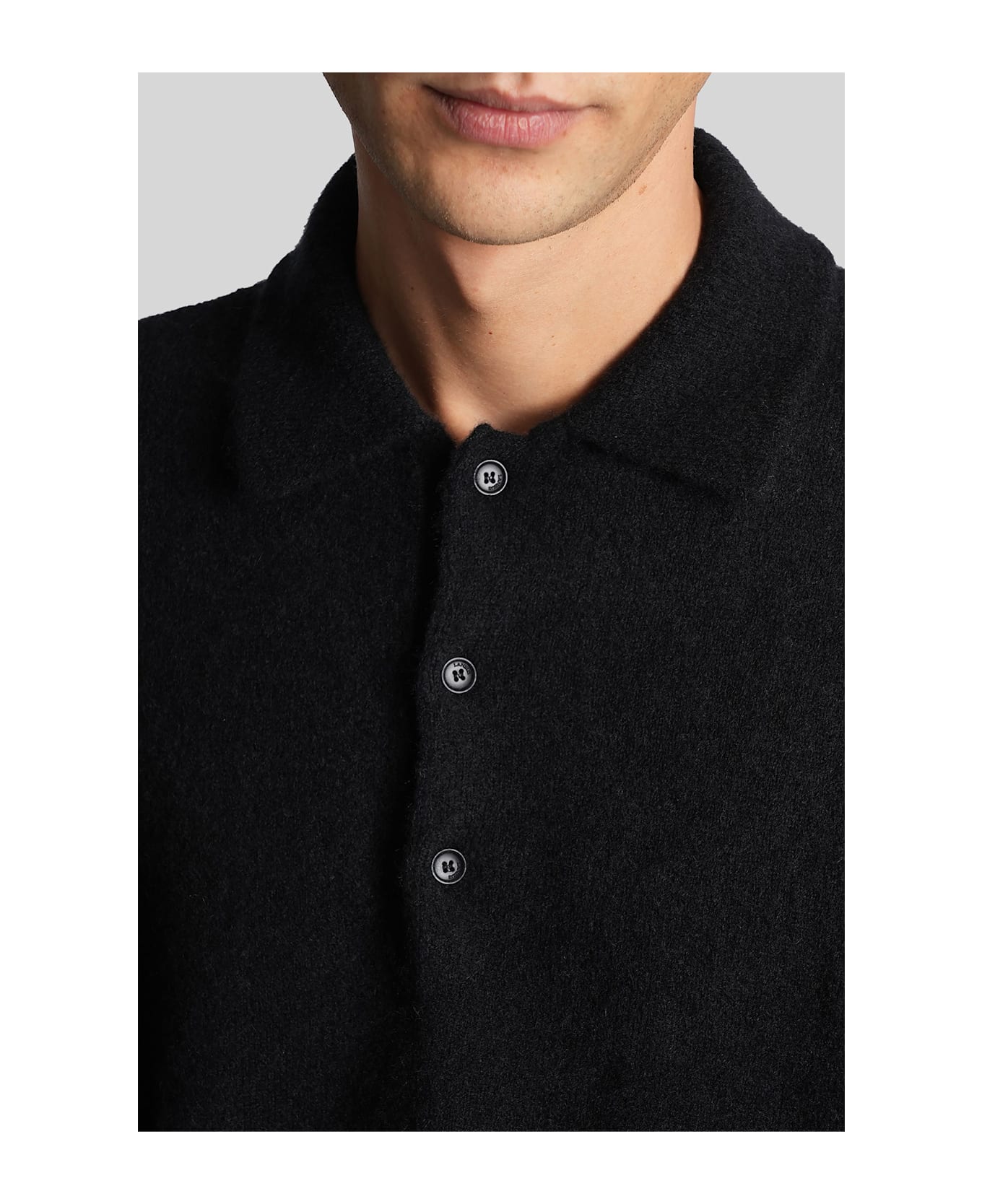 Laneus Polo In Black Cashmere - black