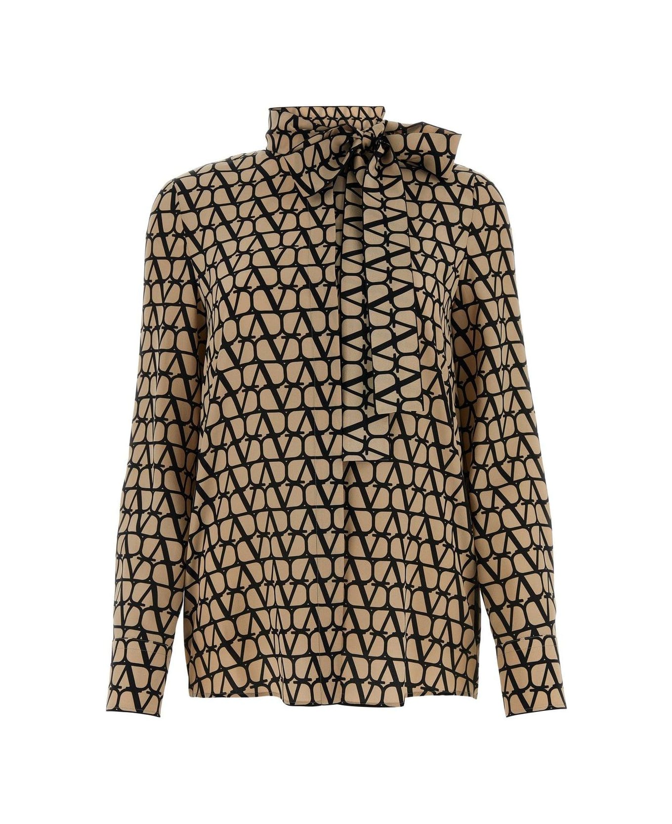 Valentino Pussy-bow Long-sleeved Shirt - Beige