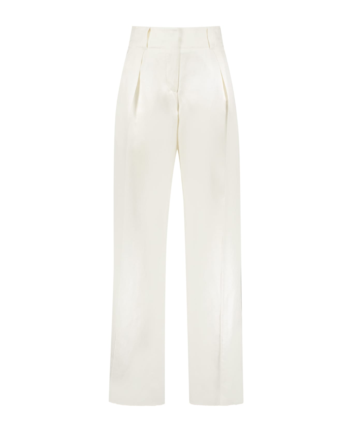 Ferragamo Silk And Linen Trousers - White